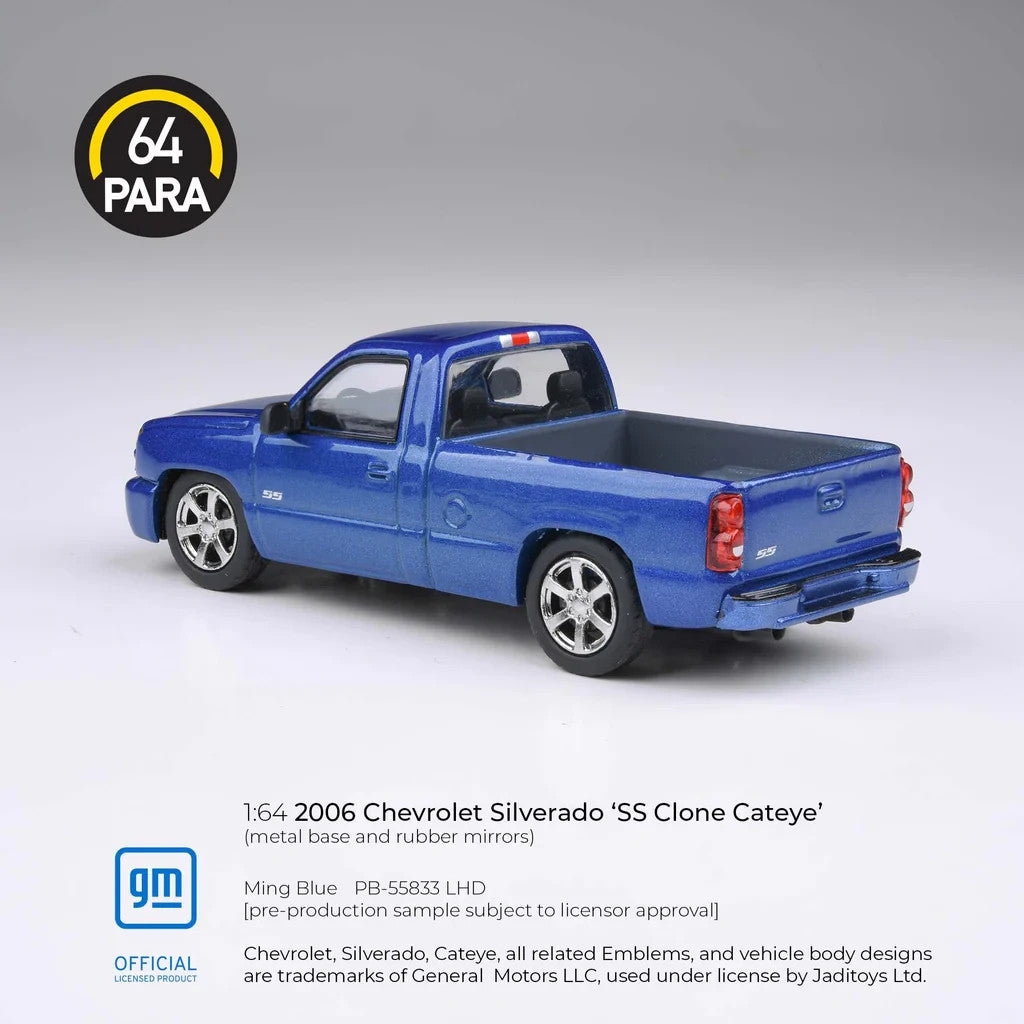 PARA64 1:64 2006 Chevrolet Silverado Single Cab Ming Blue PB-55833