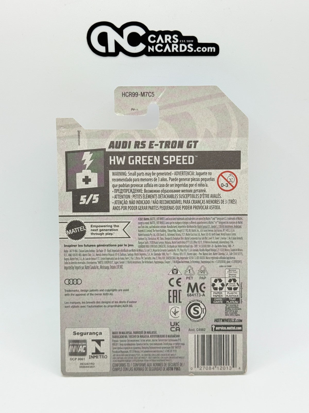 2022 Hot Wheels HW Green Speed 5/5 Audi RS E-Tron GT Grey 176/250 (Card Damage)