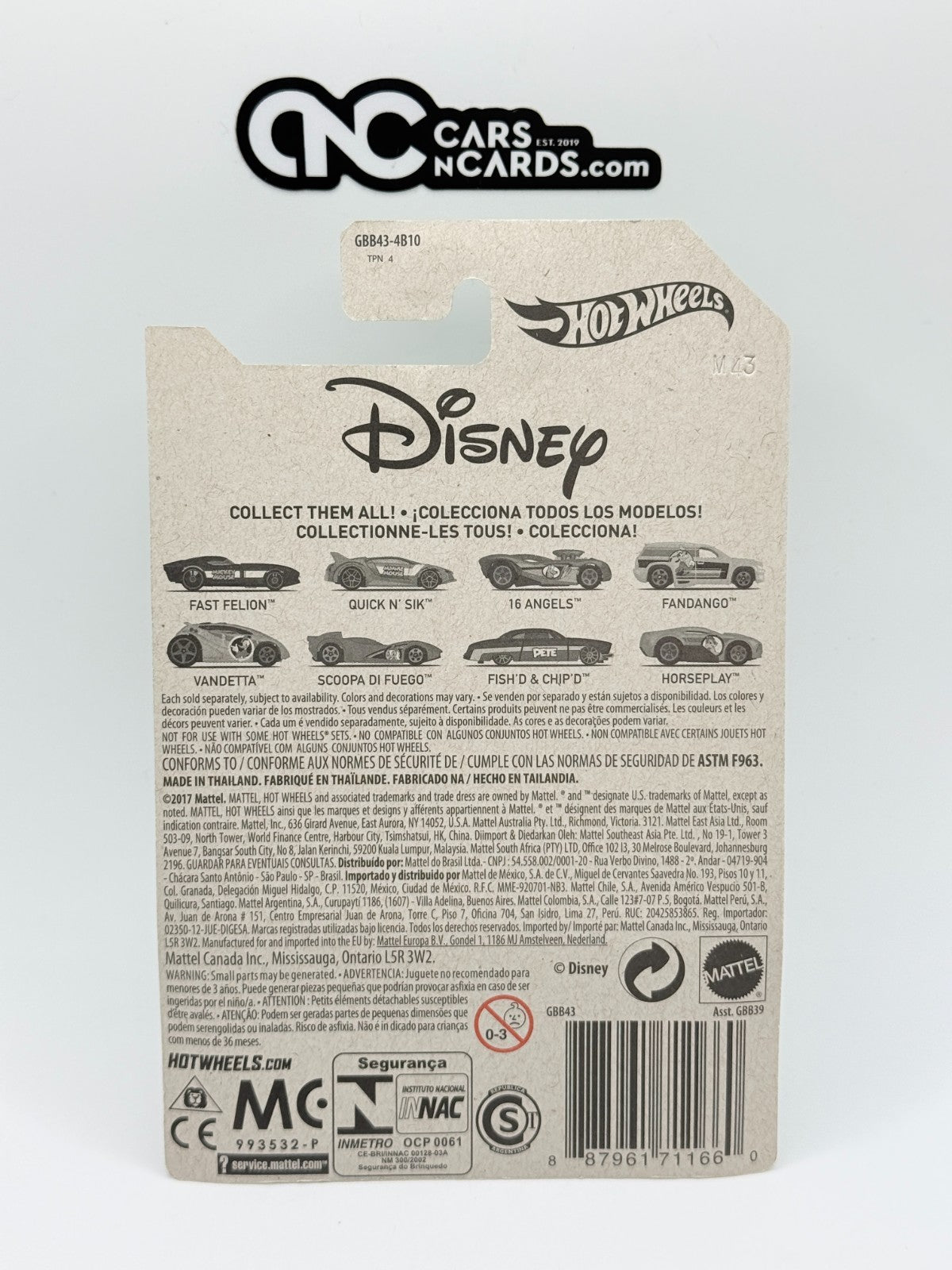 2019 Hot Wheels Disney 1/8 Mickey Mouse Fast Felion (Soft Corners)