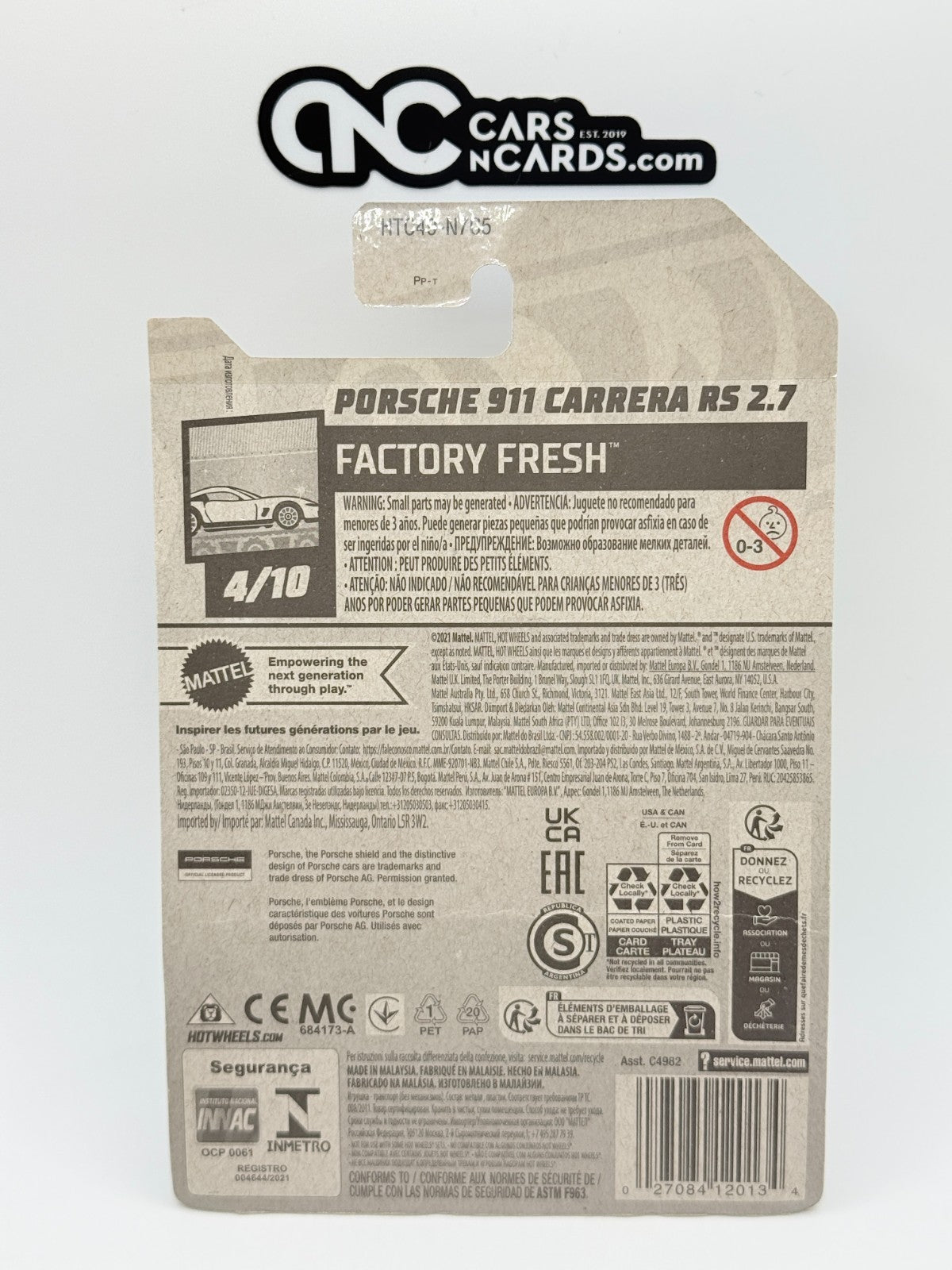 2024 Hot Wheels Factory Fresh 4/10 Porsche 911 Carrera RS 2.7 Yellow Card Damage