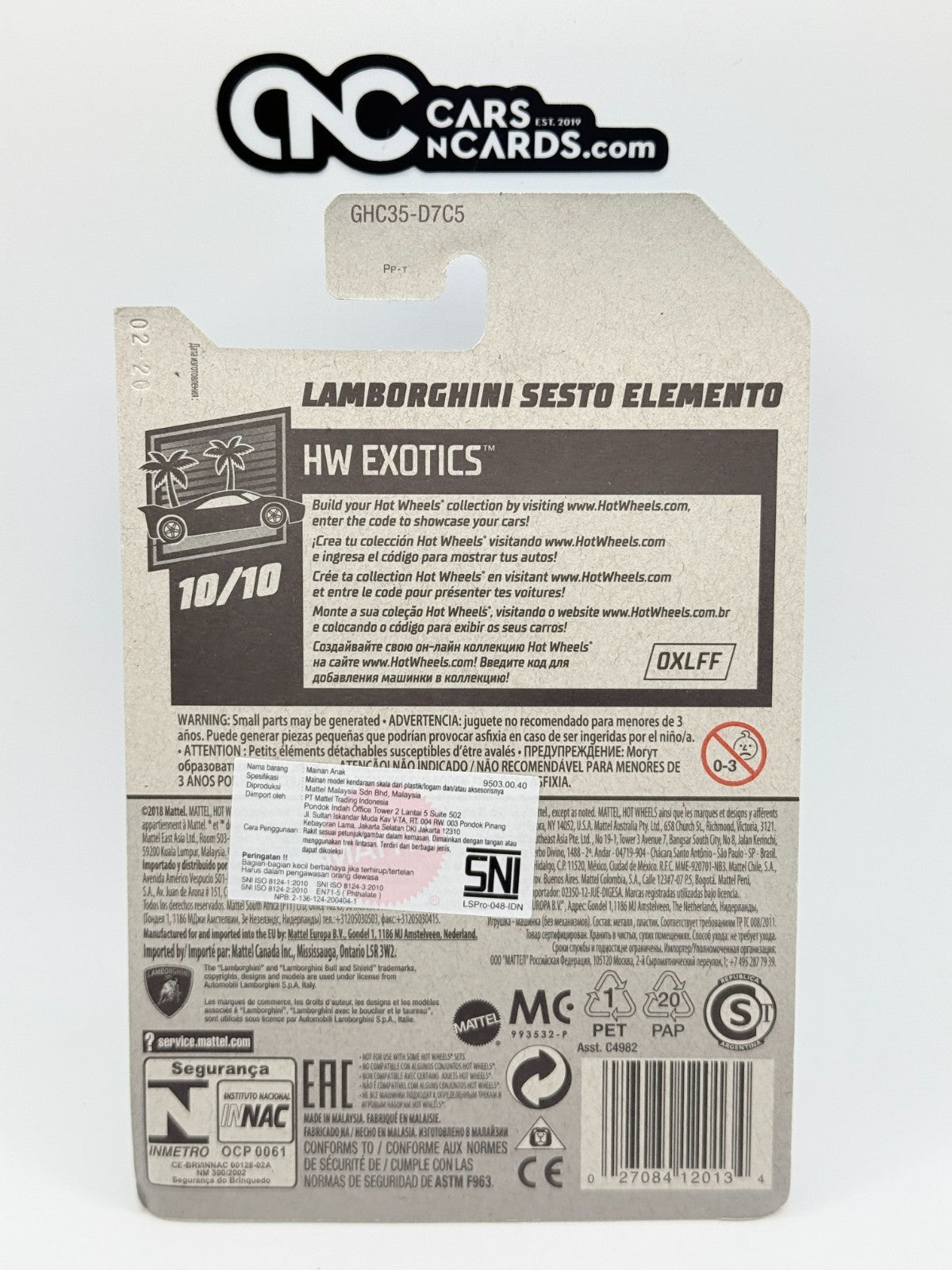 2018 Hot Wheels HW Exotics 10/10 Lamborghini Sesto Elemento