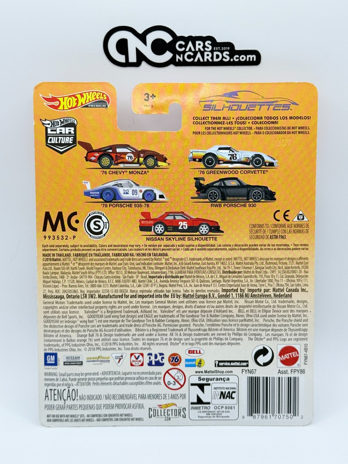 2019 Hot Wheels Premium Car Culture Silhouettes '78 Porsche 935-78 W/Protector