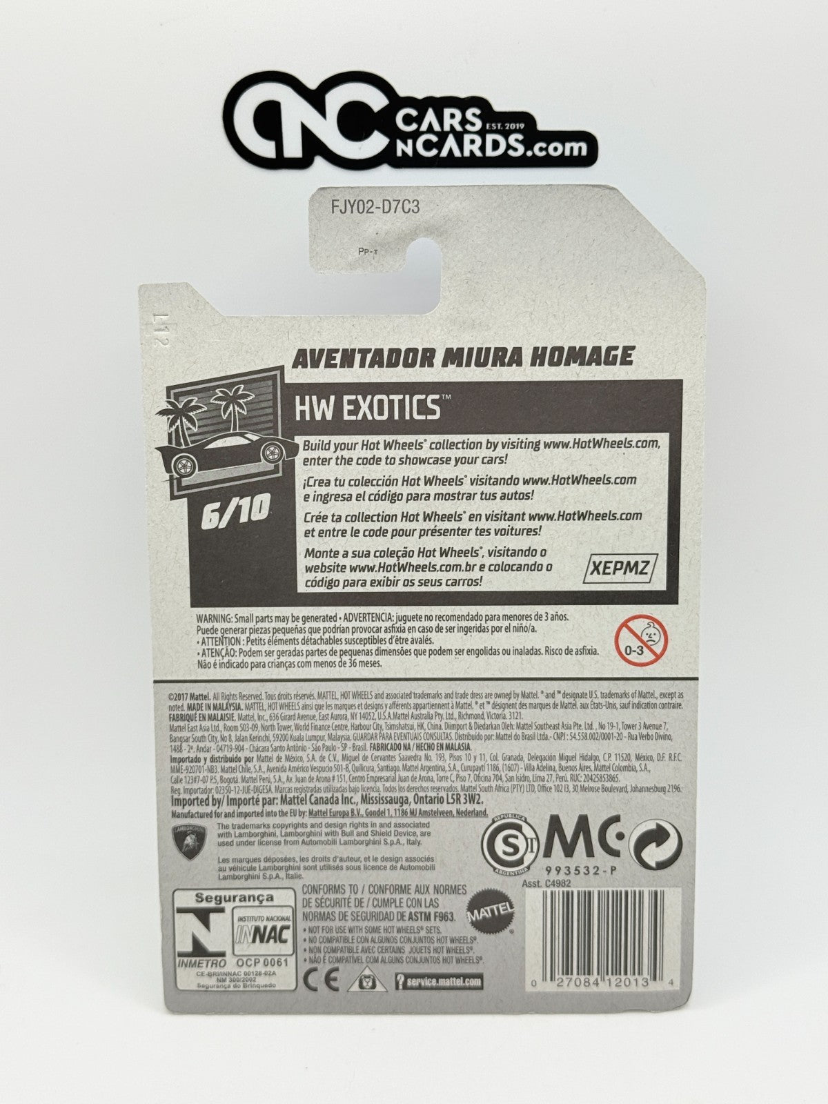 2019 Hot Wheels HW Exotics 6/10 Lamborghini Aventador Miura Homage Soft Corners