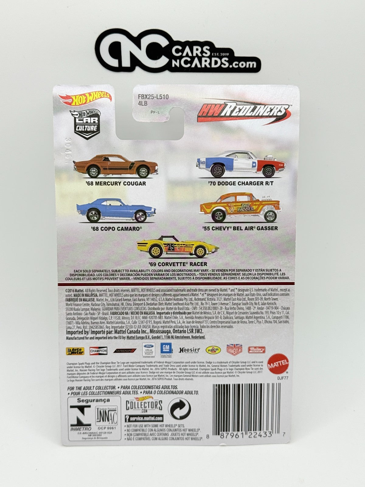 2016 Hot Wheels Premium HW Redliners 5/5 '69 Corvette Racer (Soft Corners)