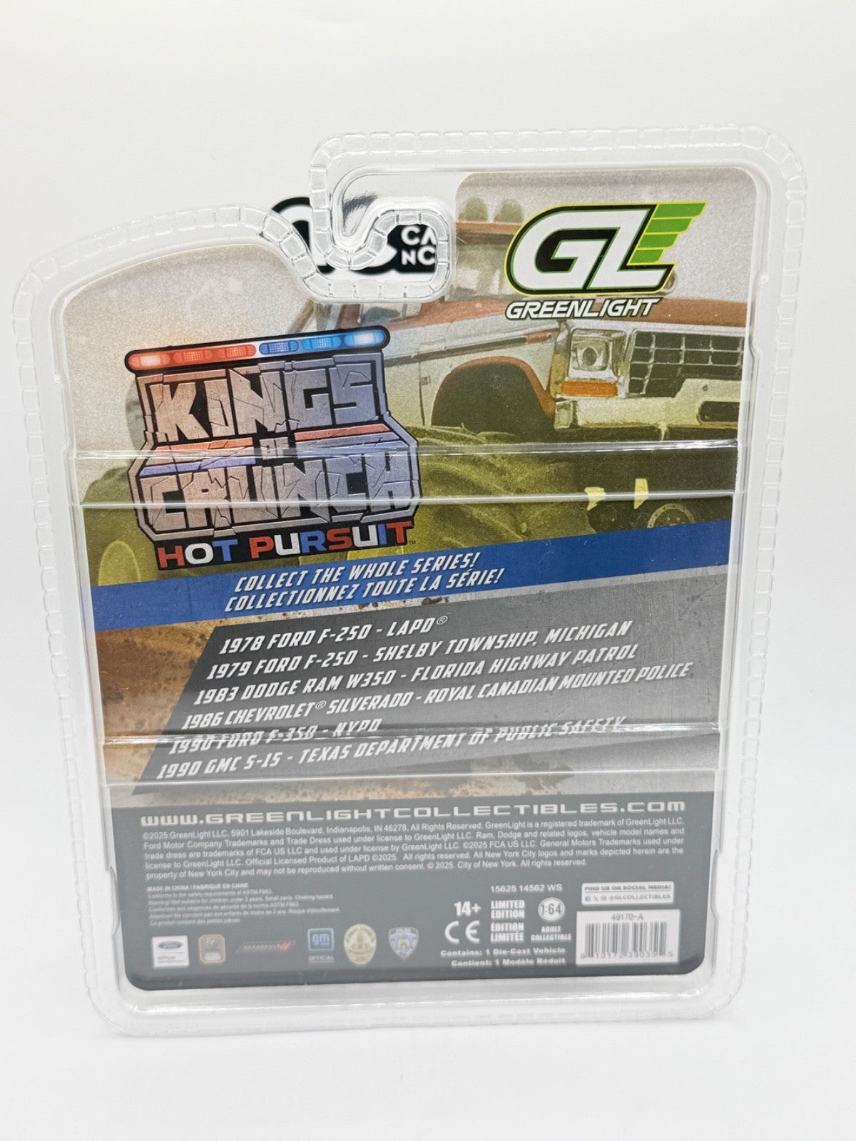 Greenlight Kings of Crunch Hot Pursuit 1978 Ford F-250 LAPD Chase