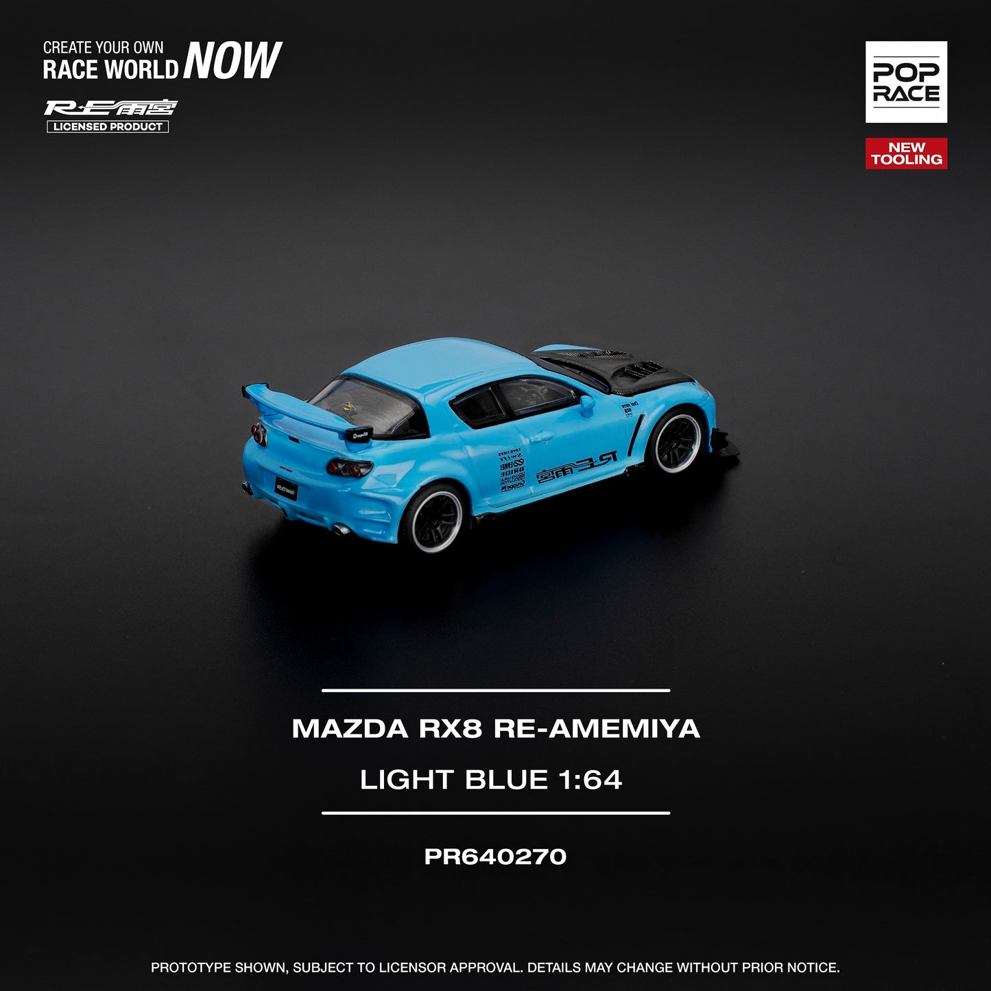 (PRE-ORDER) POPRACE 1:64 MAZDA RX-8 RE-AMEMIYA - LIGHT BLUE PR640270