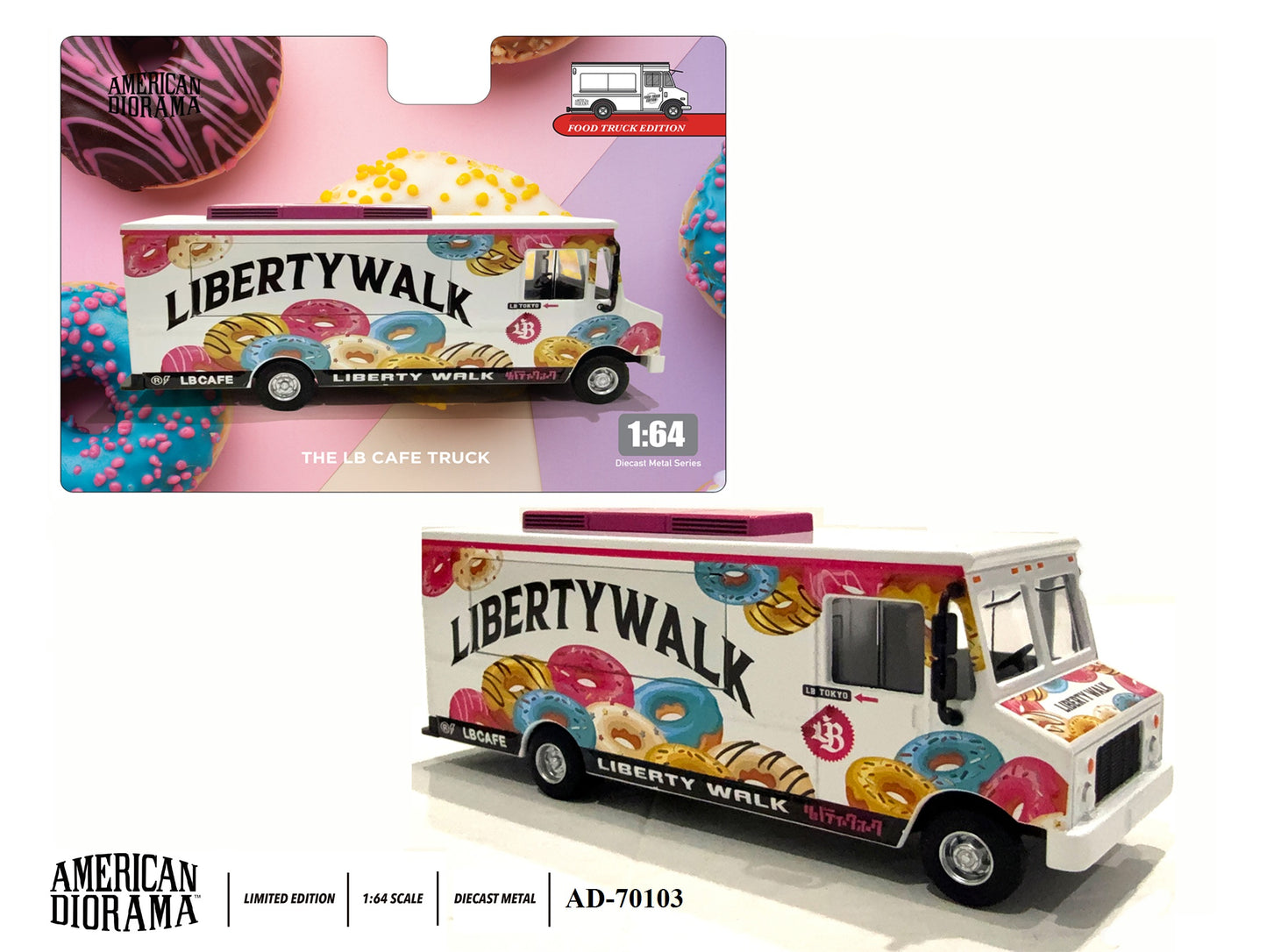 (PRE-ORDER) AMERICAN DIORAMA 1/64 Food Truck series – LB Café AD-70103