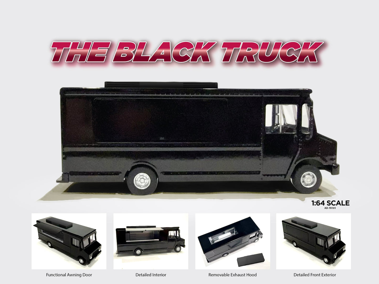 (PRE-ORDER) AMERICAN DIORAMA 1:64 Food Truck series – The Black Truck AD-70201