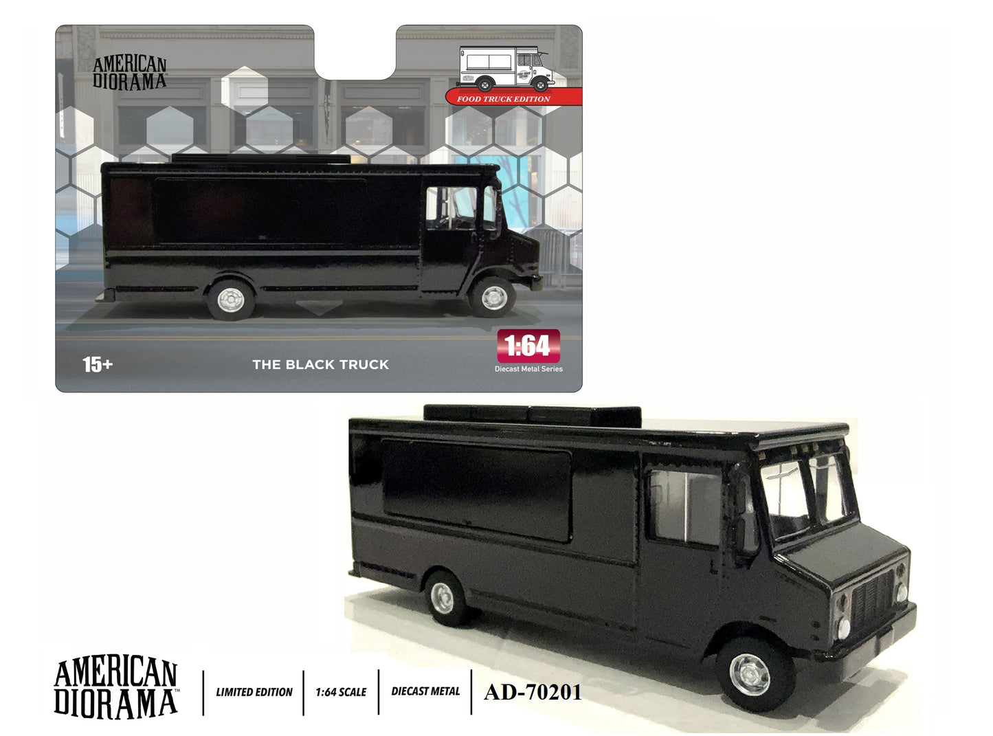 (PRE-ORDER) AMERICAN DIORAMA 1:64 Food Truck series – The Black Truck AD-70201