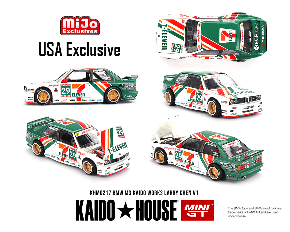 (PRE-ORDER) Kaido House x Mini GT 1:64 BMW M3 Kaido Works Larry Chen V1 – USA Exclusive – MiJo Exclusives