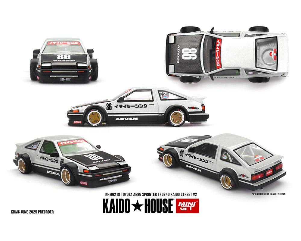 (PRE-ORDER) Kaido House x Mini GT 1:64 Toyota AE86 Sprinter Trueno Kaido Street V2- White *Chance of a Chase*