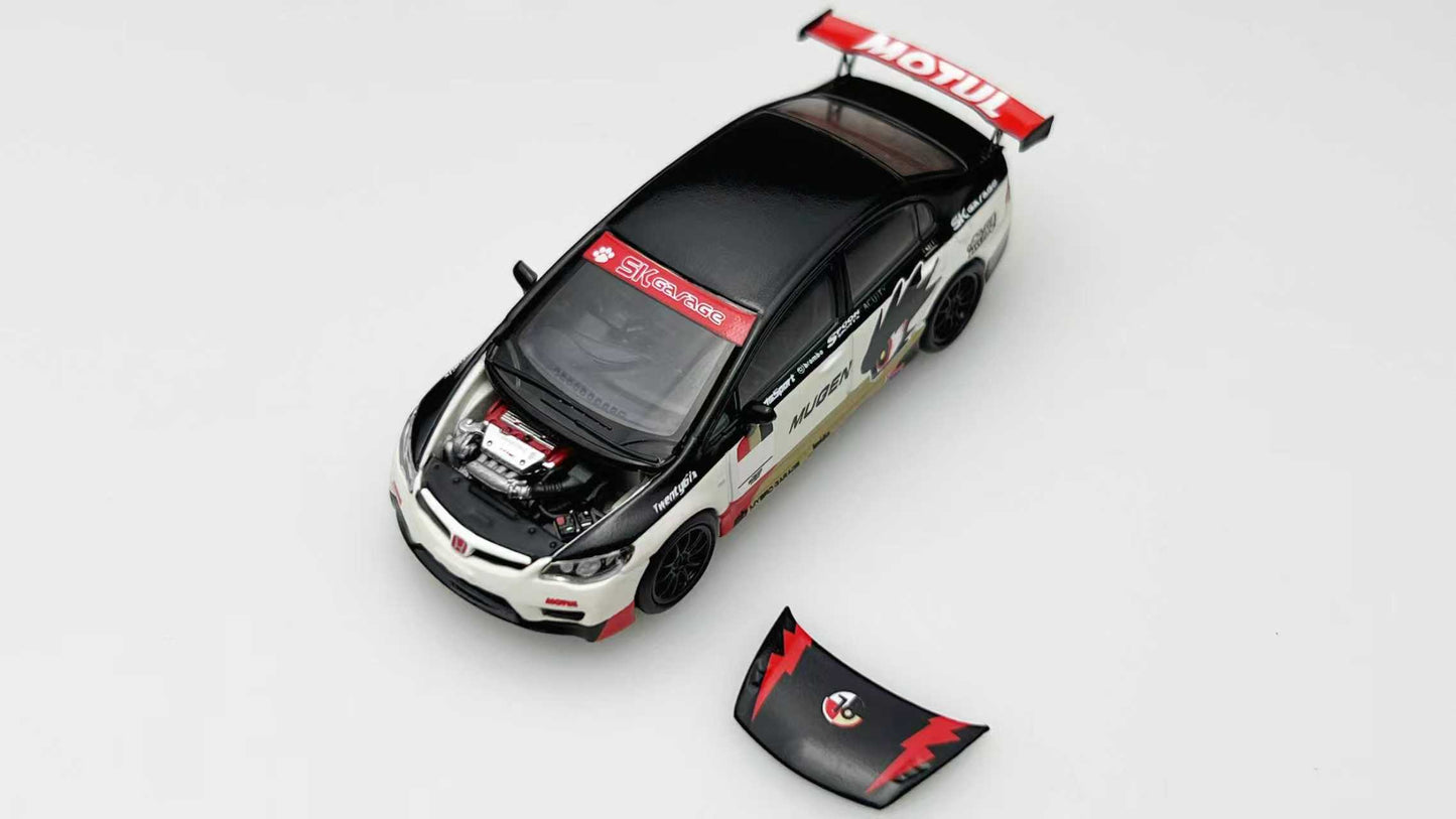 (PRE-ORDER) Motorhelix 1:64 Honda Civic TYPE R (FD2) MUGEN LIVERY WHITE M65406