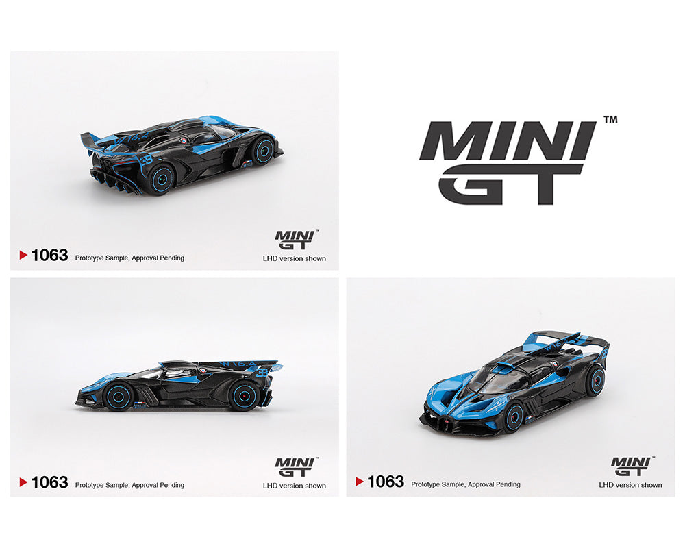 (PRE-ORDER) Mini GT 1:64 Bugatti Bolide Presentation – Black Blue – Mijo Exclusives
