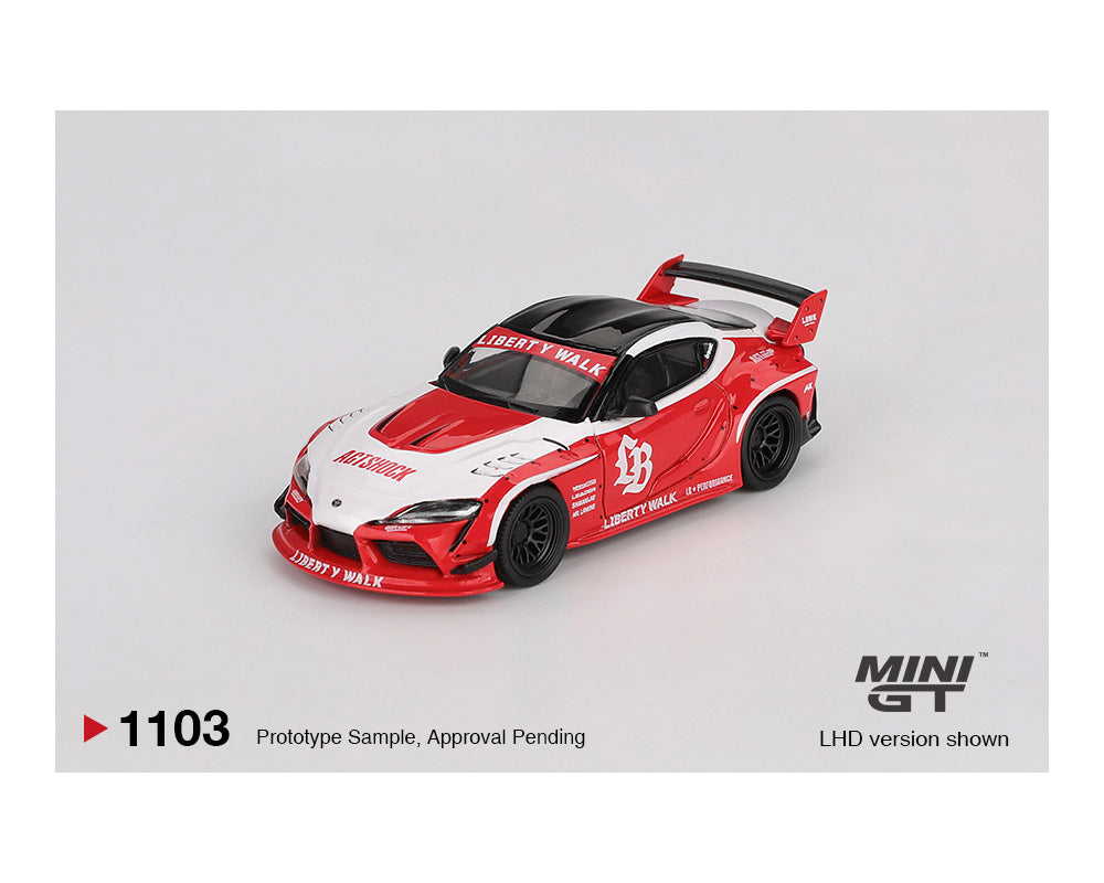 (PRE-ORDER) Mini GT 1:64 LB★WORKS Toyota GR Supra – Red/White