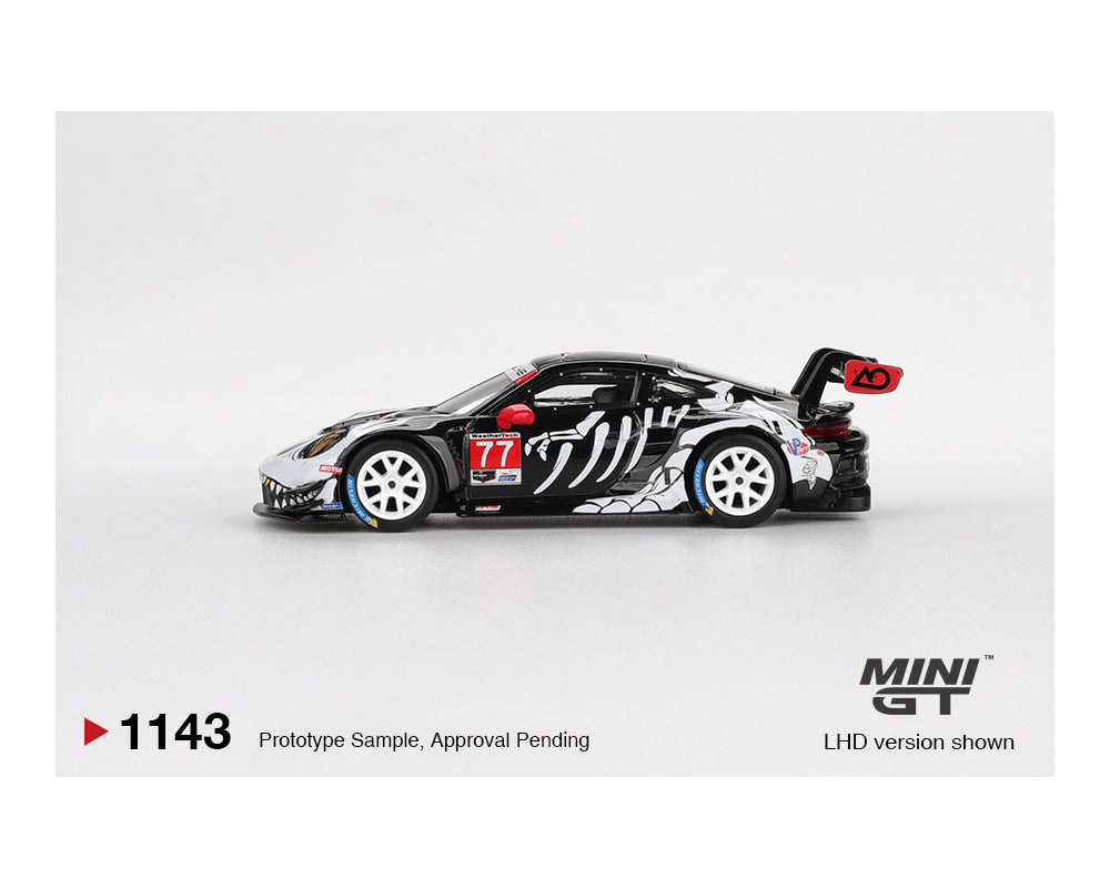 (PRE-ORDER) Mini GT 1:64 Porsche 911 GT3 R #77 AO Racing 2025 IMSA Petit Le Mans Skeleton Rexy