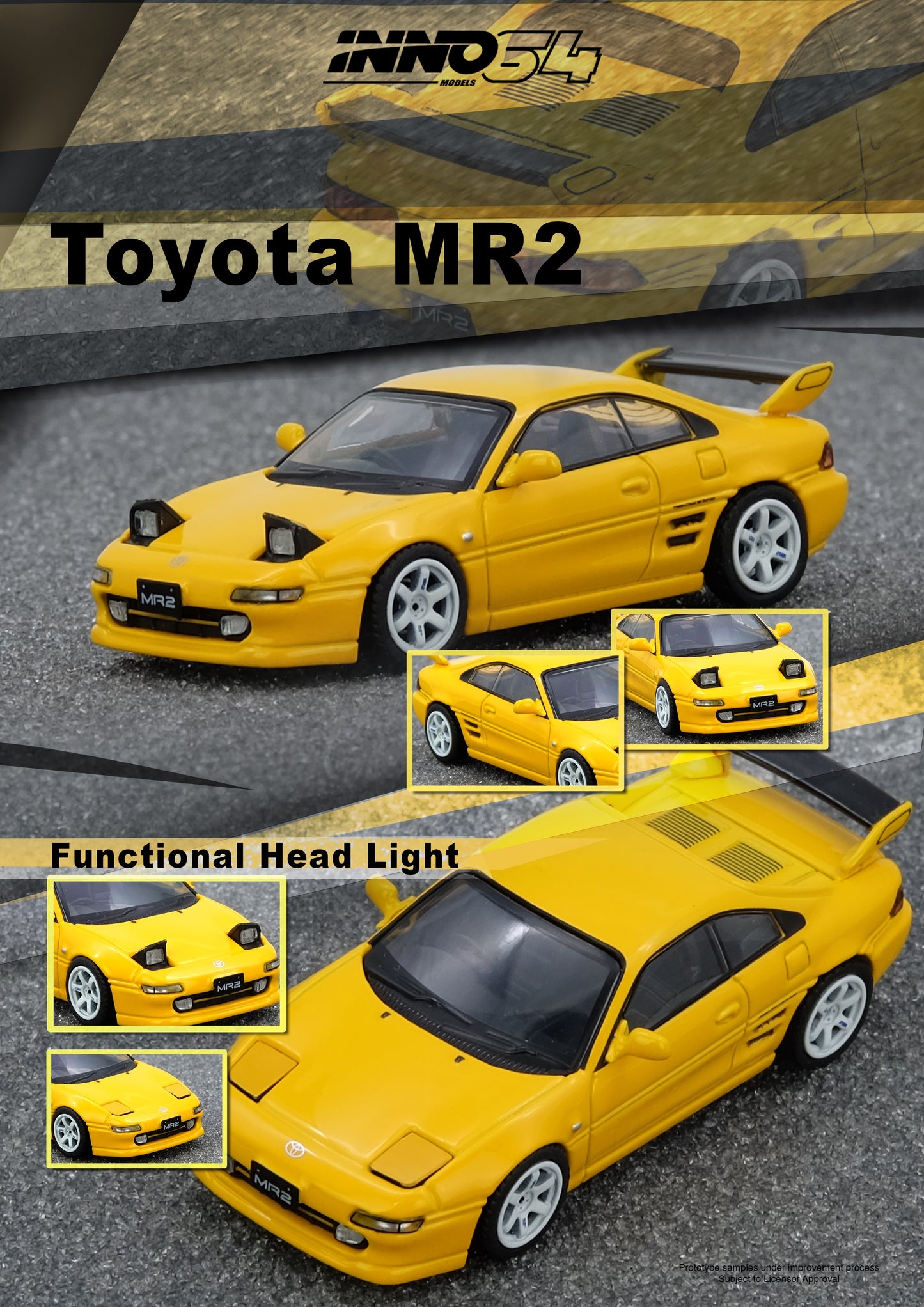 (PRE-ORDER) INNO64 1:64 Toyota MR2 (SW20) Yellow IN64-MR2-YL