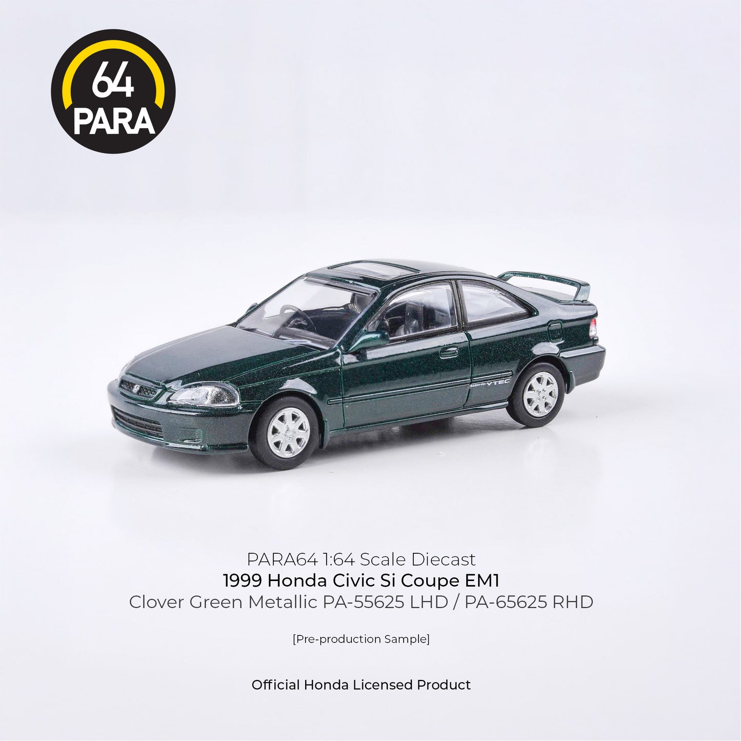 (PRE-ORDER) PARA64 1:64 1999 Honda Civic EM1 Clover Green Pearl LHD PA-55625