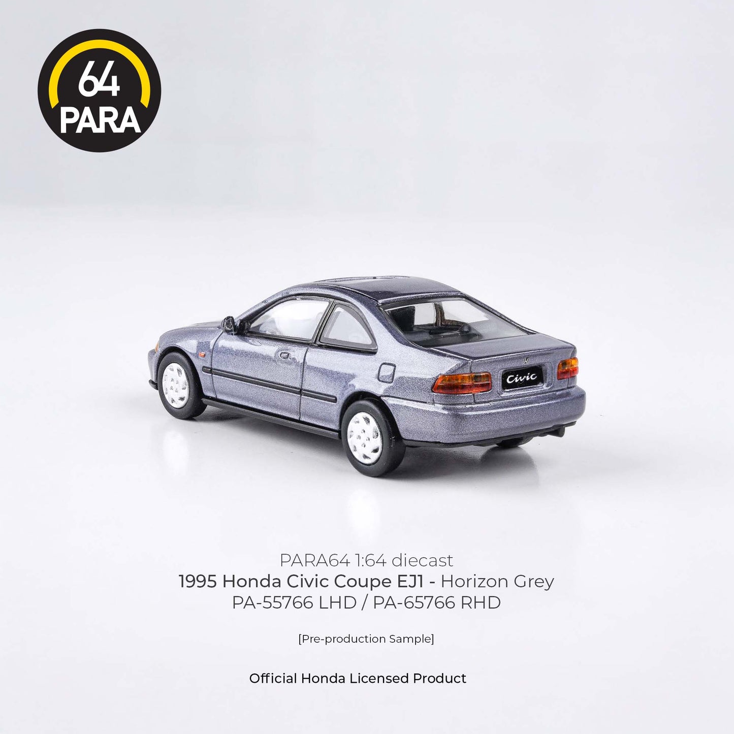 (PRE-ORDER) PARA64 1:64 1995 Honda Civic Coupe EJ1 Horizon Grey LHD PA-55766