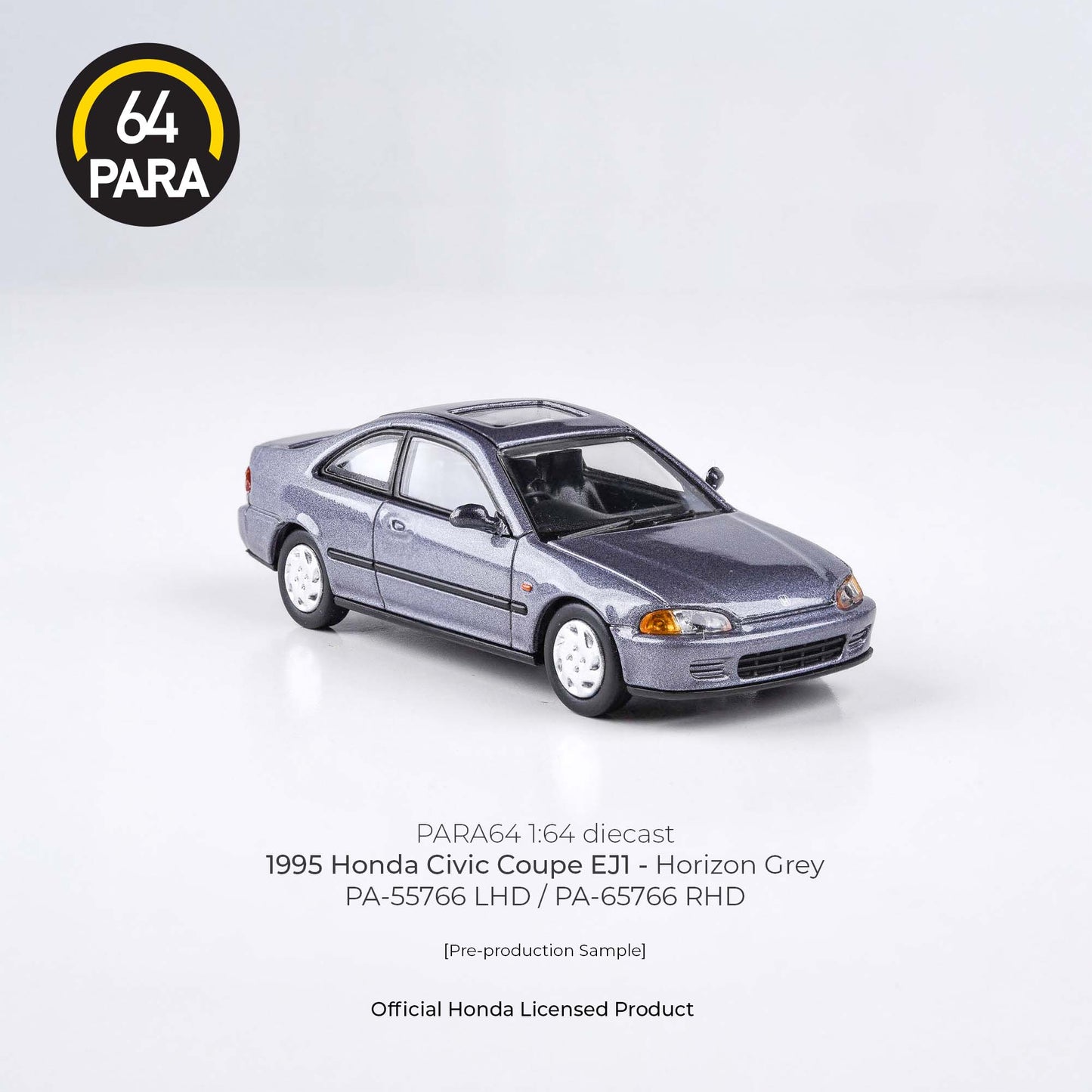 (PRE-ORDER) PARA64 1:64 1995 Honda Civic Coupe EJ1 Horizon Grey LHD PA-55766