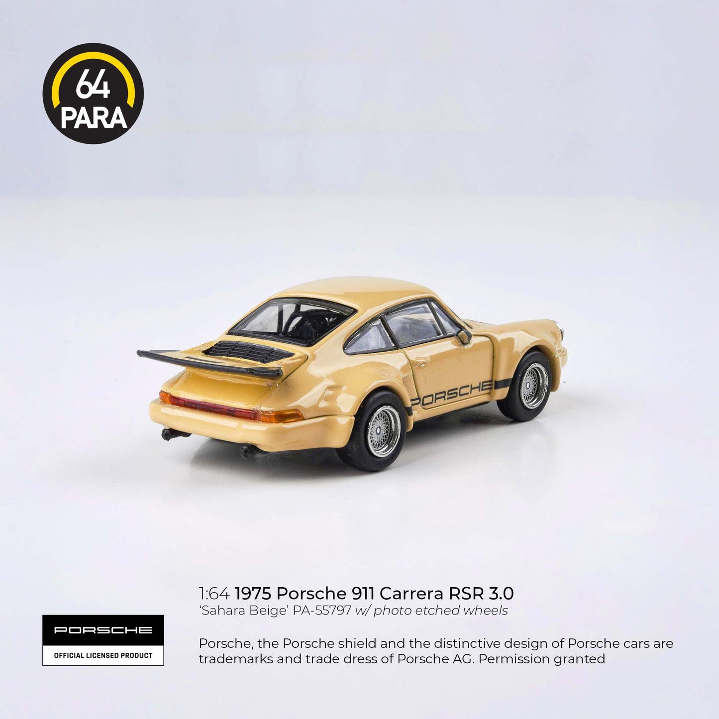 (PRE-ORDER) PARA64 1:64 Porsche 911 Carrera RSR 3.0 Sahara Beige w/ photo etch wheels LHD PA-55797