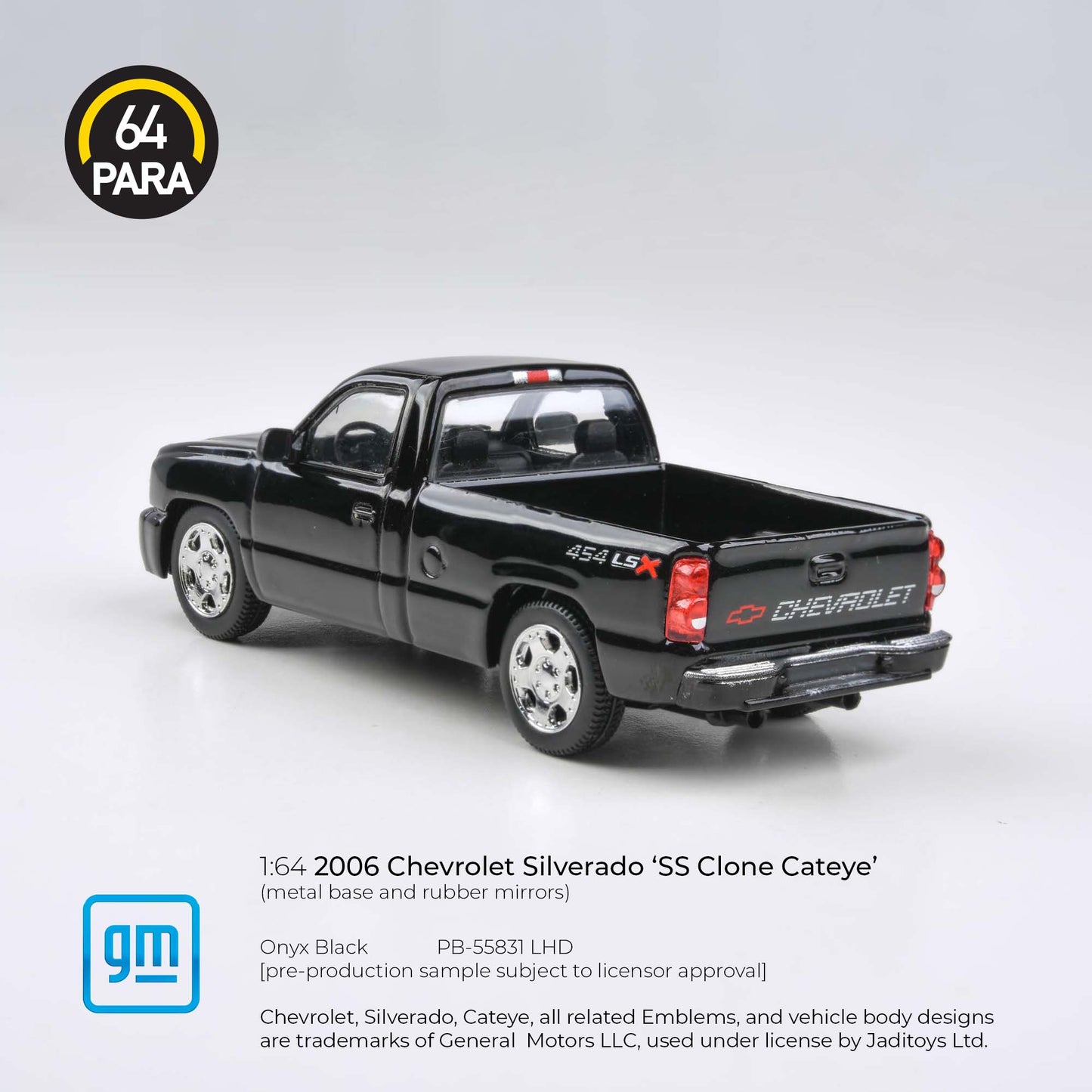 (PRE-ORDER) PARA64 1:64 2006 Chevrolet Silverado Single Cab Onyx Black PB-55831