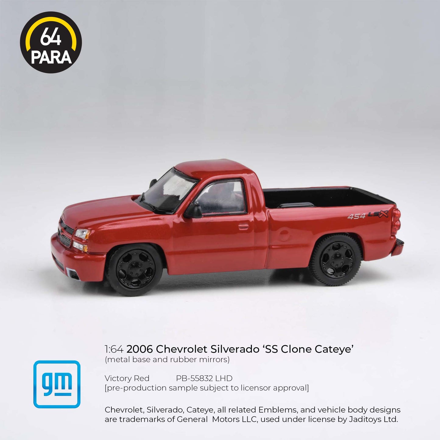 (PRE-ORDER) PARA64 1:64 2006 Chevrolet Silverado Single Cab Onyx Red PB-55832