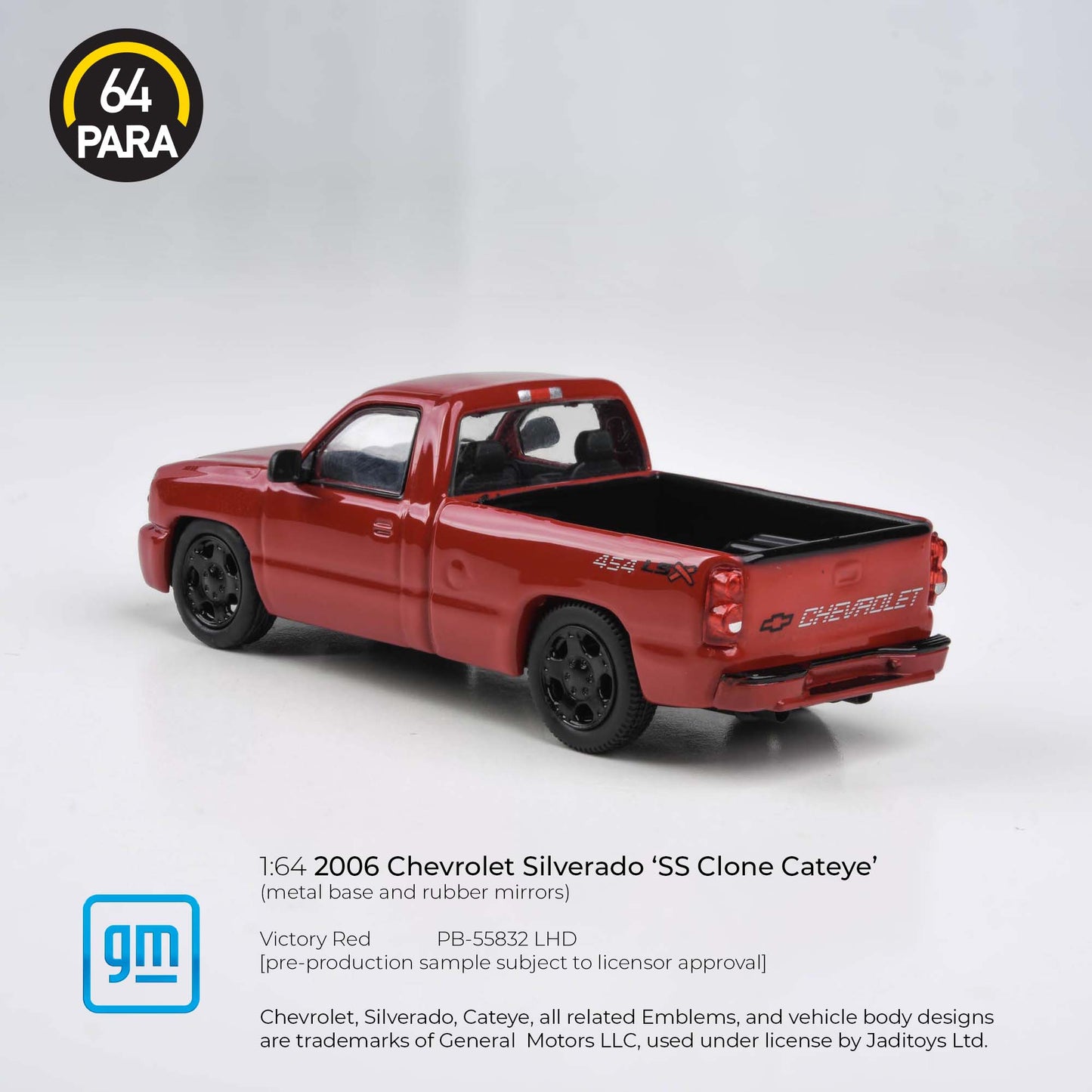 (PRE-ORDER) PARA64 1:64 2006 Chevrolet Silverado Single Cab Onyx Red PB-55832