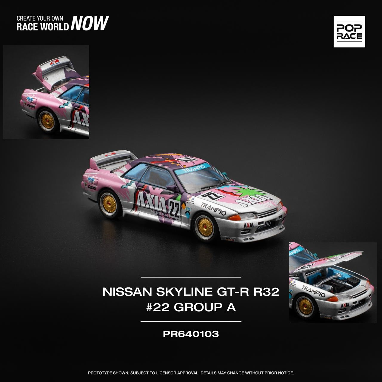 (PRE-ORDER) POPRACE 1:64 NISSAN SKYLINE GT-R R32 #22 AXIA GROUP A PR640103