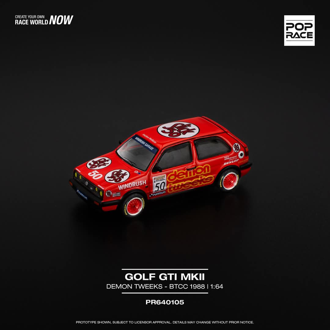 (PRE-ORDER) POPRACE 1:64 GOLF GTI MkII - TEAM DEMON TWEEKS BTCC 1988 PR640105