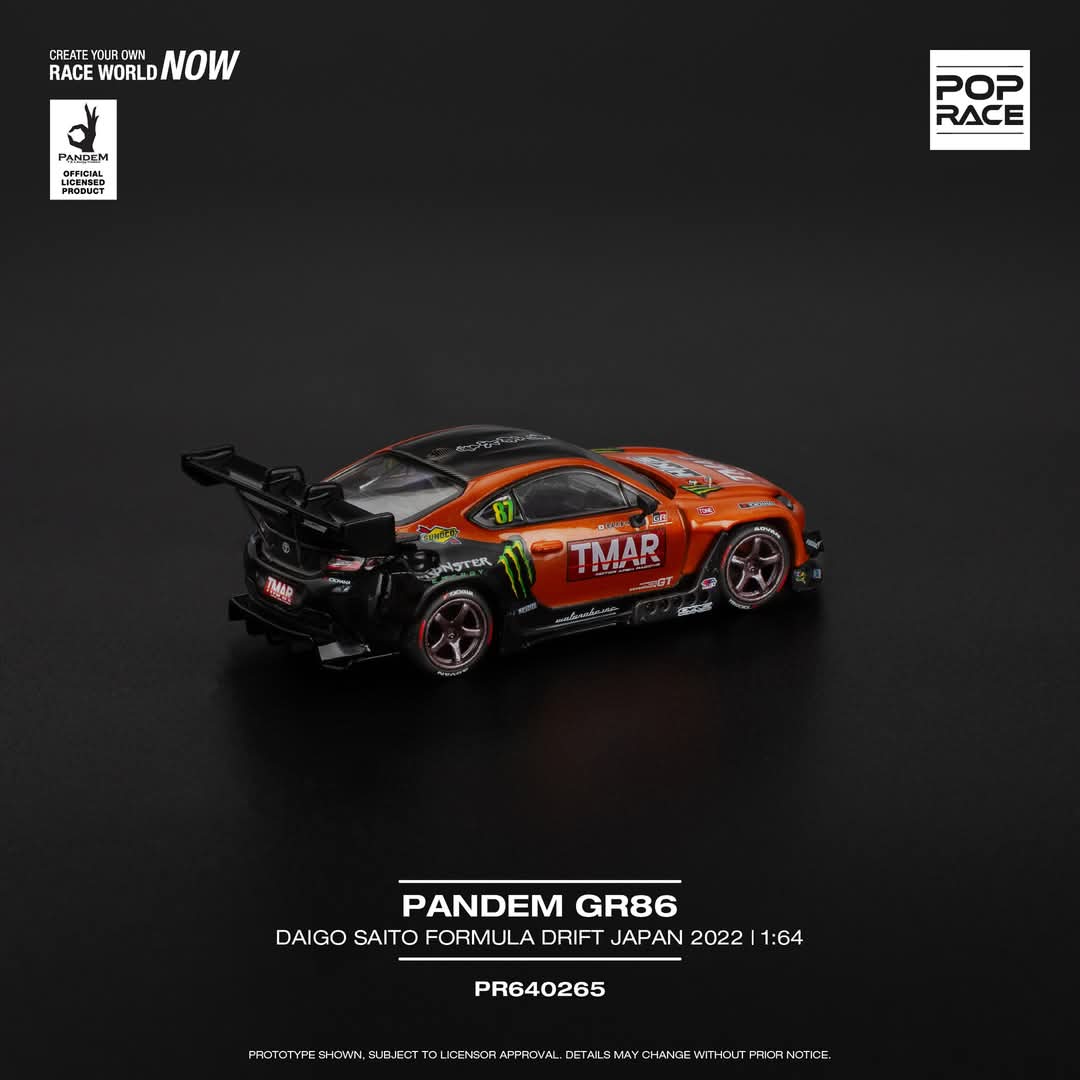 (PRE-ORDER) POPRACE 1:64 PANDEM GR86 - DAIGO SAITO FORMULA DRIFT JAPAN 2022 PR640265