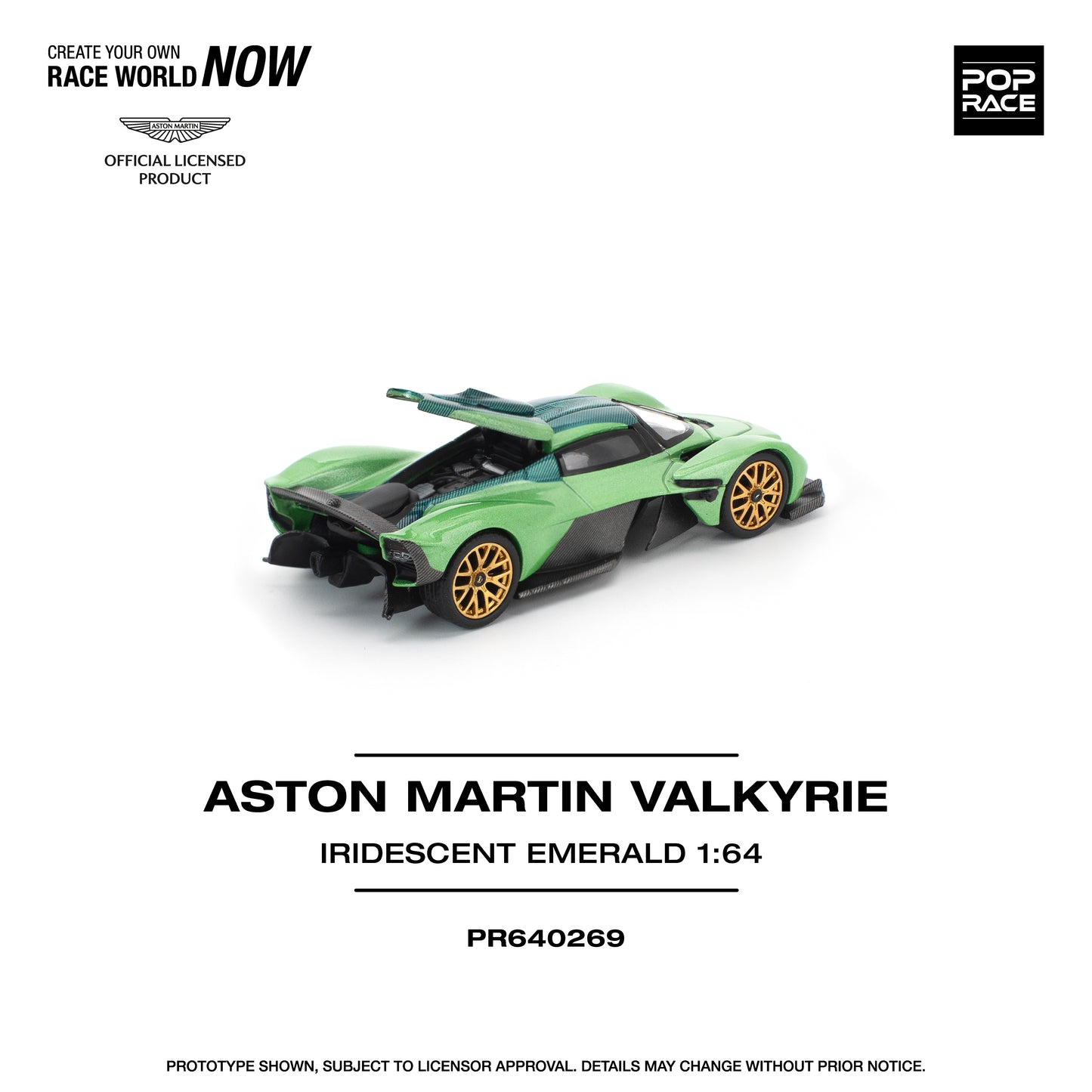 (PRE-ORDER) POPRACE 1:64 ASTON MARTIN VALKYRIE IRIDESCENT EMERALD PR640269