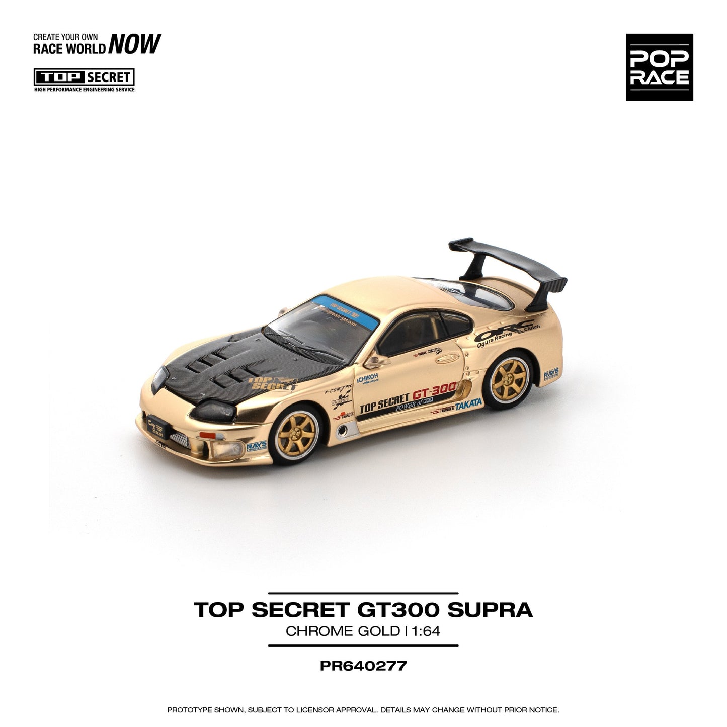 (PRE-ORDER) POPRACE 1:64 TOP SECRET GT300 SUPRA - CHROME GOLD PR640277