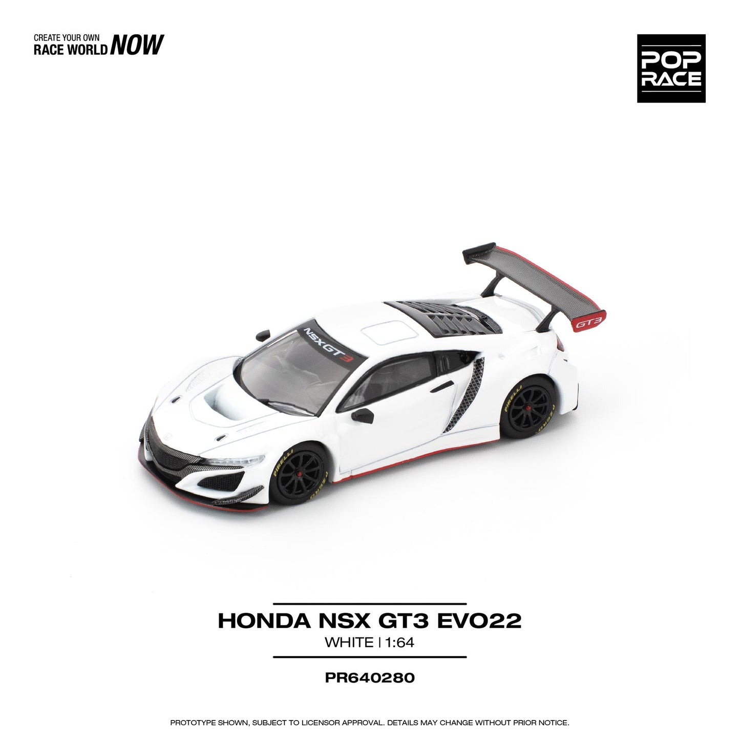(PRE-ORDER) POPRACE 1:64 HONDA NSX GT3 EVO22 - WHITE PR640280