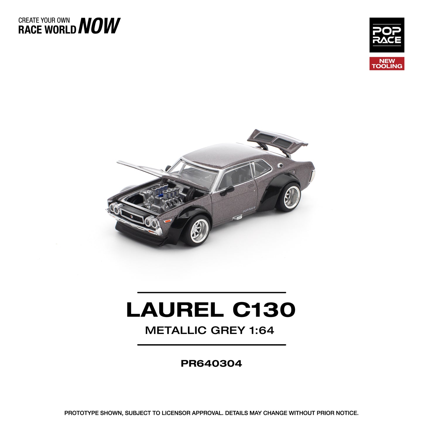 (PRE-ORDER) POPRACE 1:64 LAUREL C130 METALLIC GREY PR640304