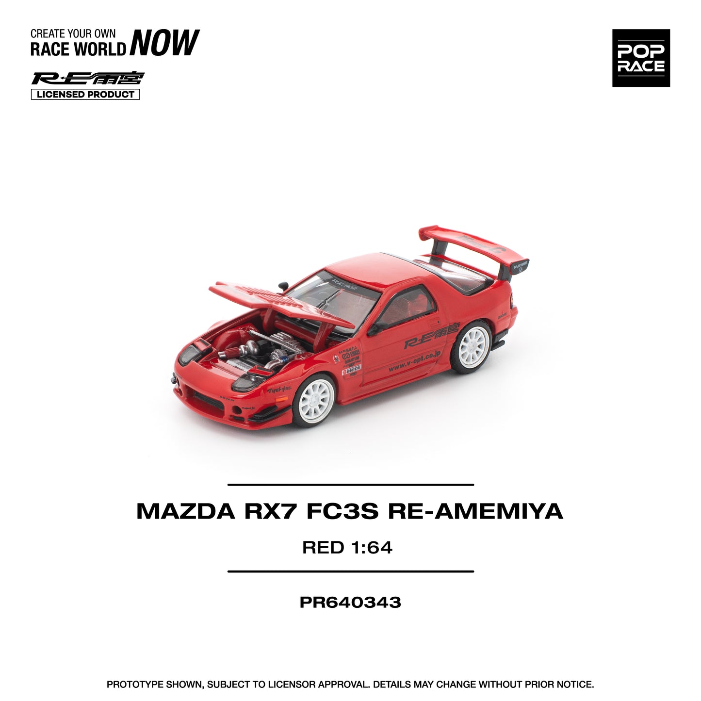 (PRE-ORDER) POPRACE 1:64 MAZDA RX7 FC3S RE-AMEMIYA RED PR640343