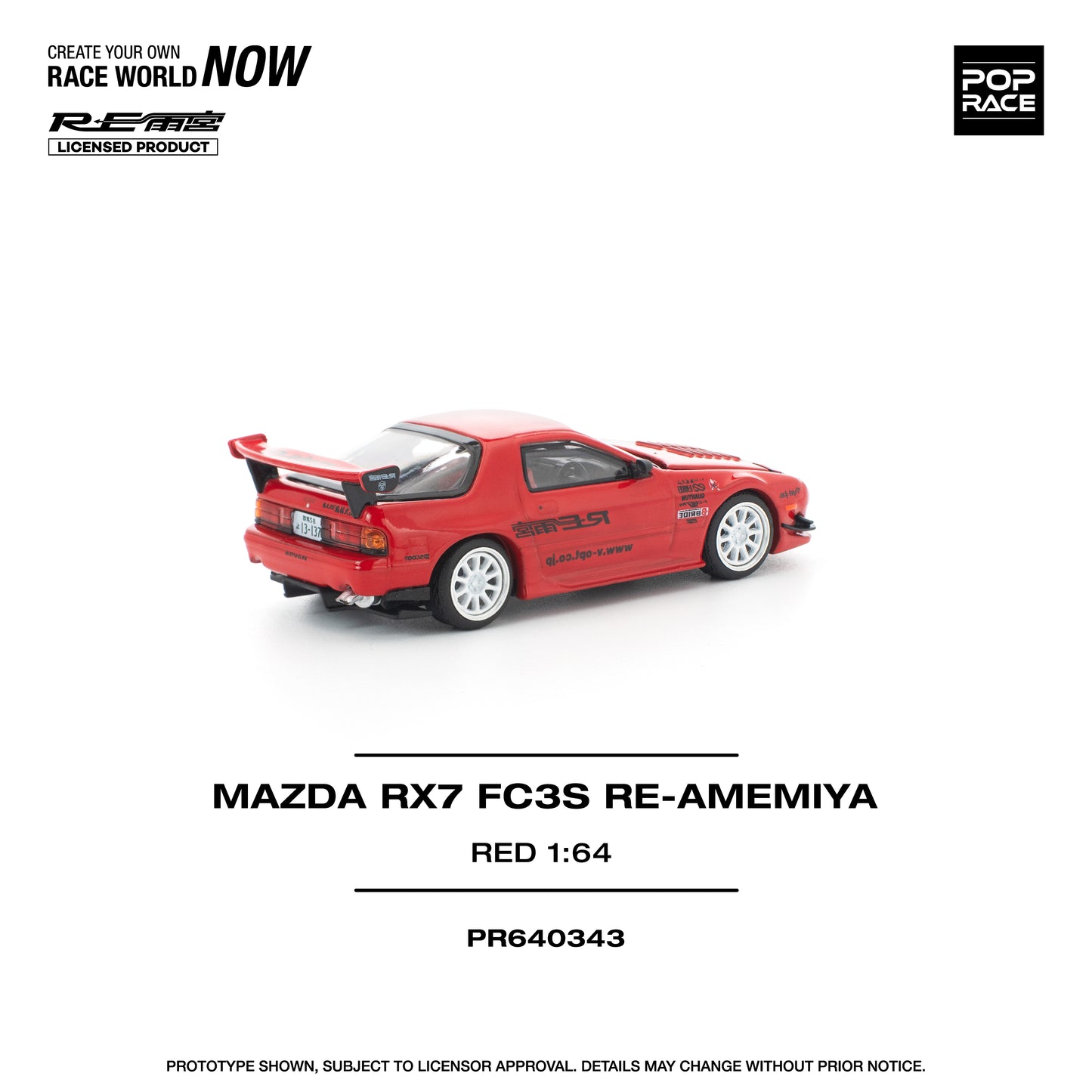 (PRE-ORDER) POPRACE 1:64 MAZDA RX7 FC3S RE-AMEMIYA RED PR640343