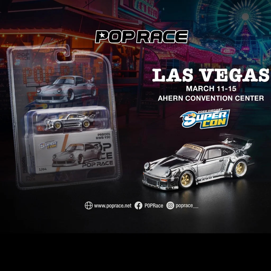 (PRE-ORDER) POPRACE 1:64 RWB 930 Silver Chrome - Las Vegas Supercon 2026 Edition PRB001
