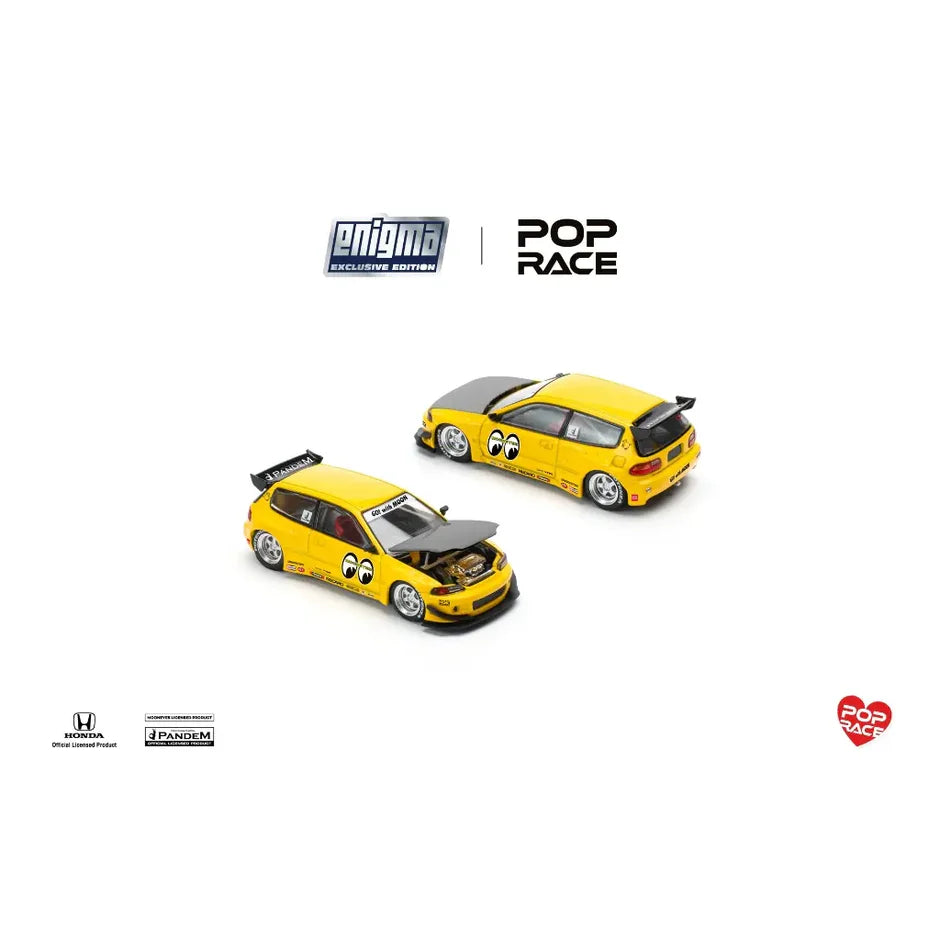 (PRE-ORDER) 1:64 POPRACE PRE010 Pandem Civic EG6 V1.5 – MOONEYES – Yellow