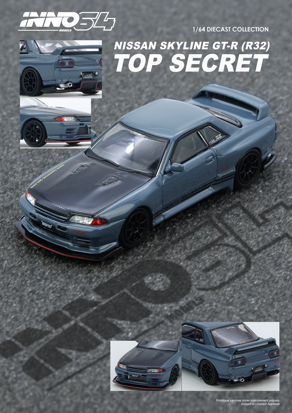(PRE-ORDER) INNO64 1:64 TOP SECRET R32 GT-R Stealth Grey IN64-R32TS-STGR