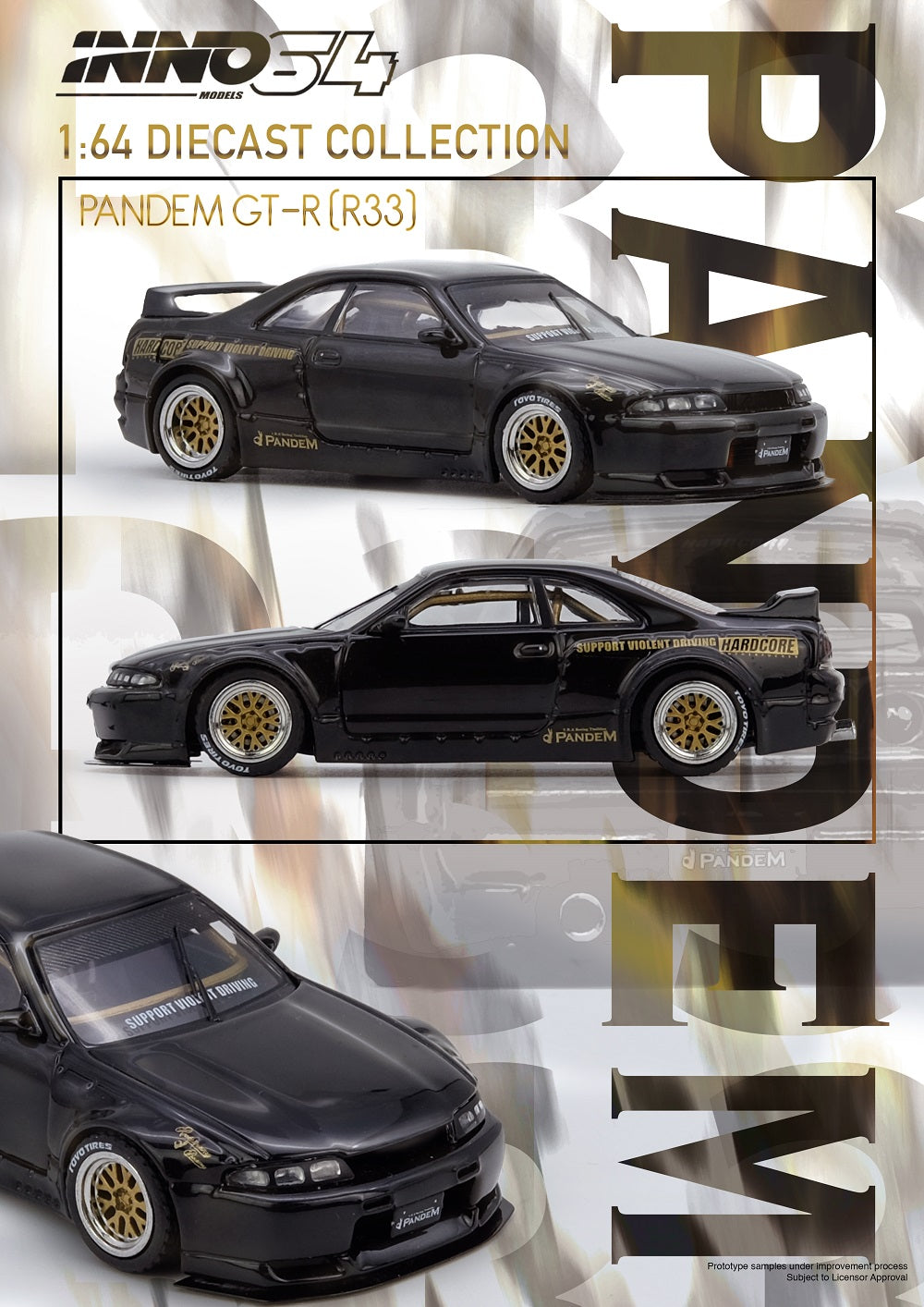 (PRE-ORDER) INNO64 1:64 PANDEM GT-R (BCNR33) Black IN64-R33P-BLA