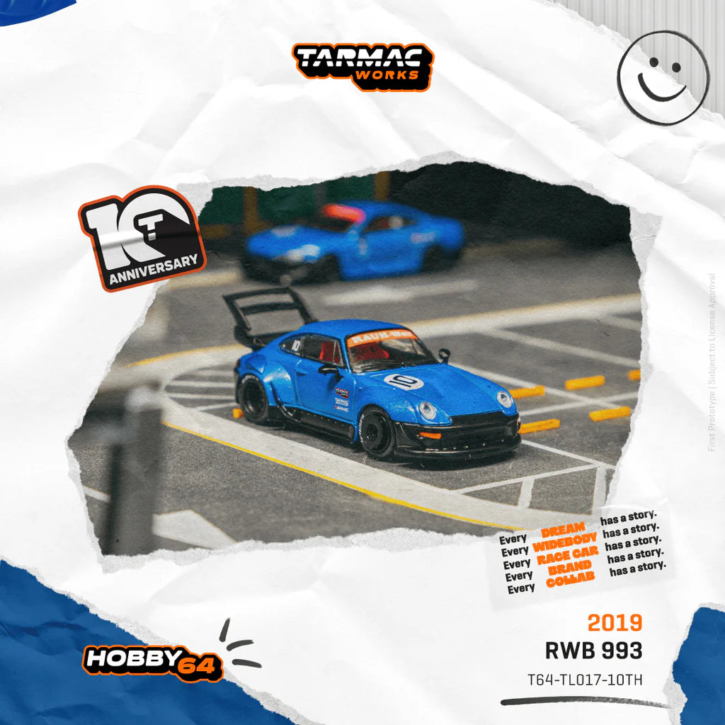 (PRE-ORDER) TARMAC WORKS HOBBY64 1:64 RWB 993 Tarmac Works 10th Anniversary T64-TL017-10TH