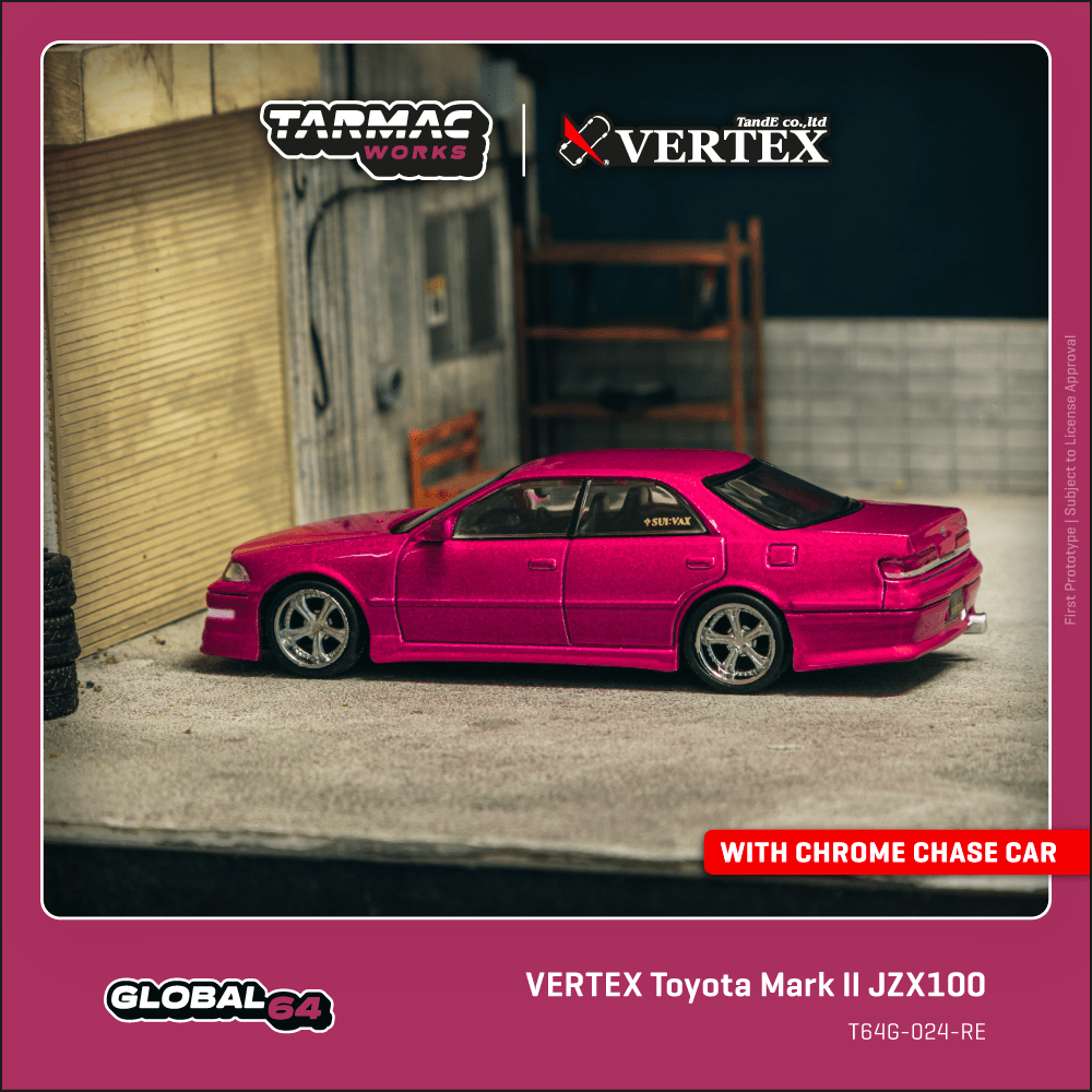 (PRE-ORDER) TARMAC WORKS GLOBAL64 1:64 VERTEX Toyota Mark II JZX100 Red Metallic T64G-024-RE