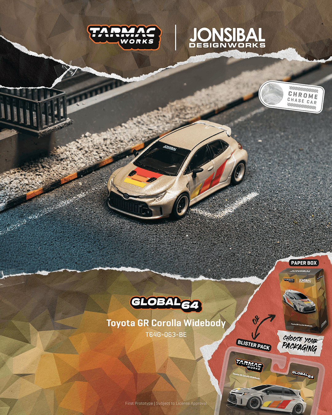 (PRE-ORDER) Tarmac Works GLOBAL64 1:64 Toyota GR Corolla Widebody Beige T64G-063-BE **CHASE CARS ARE RANDOMLY PACKED**