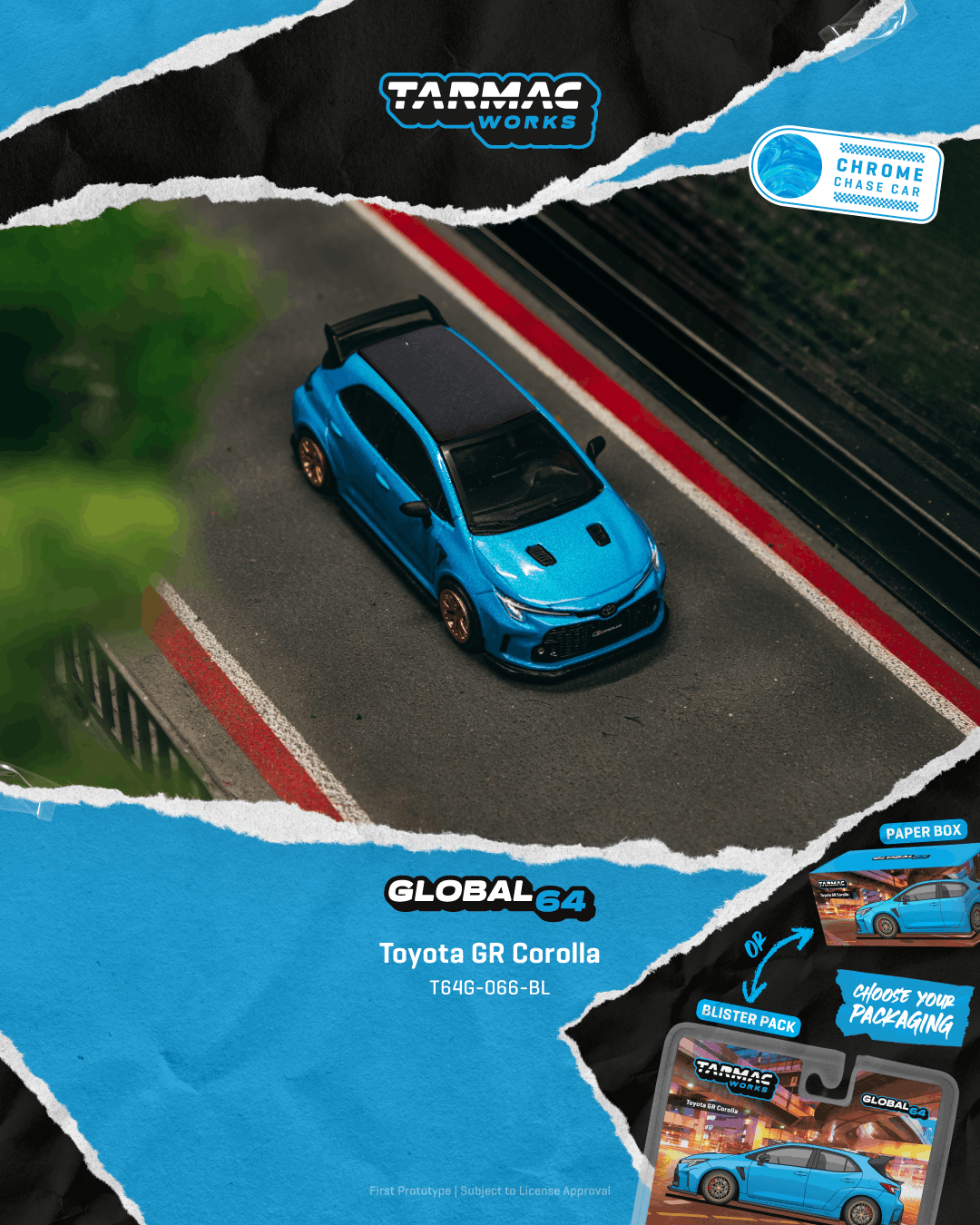 (PRE-ORDER) Tarmac Works GLOBAL64 1:64 Toyota GR Corolla Blue T64G-066-BL **CHASE CARS ARE RANDOMLY PACKED**