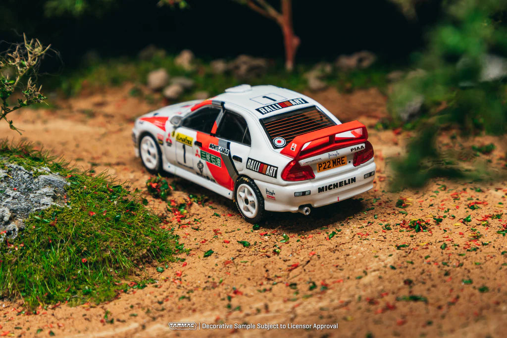 (PRE-ORDER) TARMAC WORKS GLOBAL64 1:64 Mitsubishi Lancer Evolution IV Rallye Monte-Carlo 1997 Tommi Mäkinen / Seppo Harjanne T64G-076-97MCR01