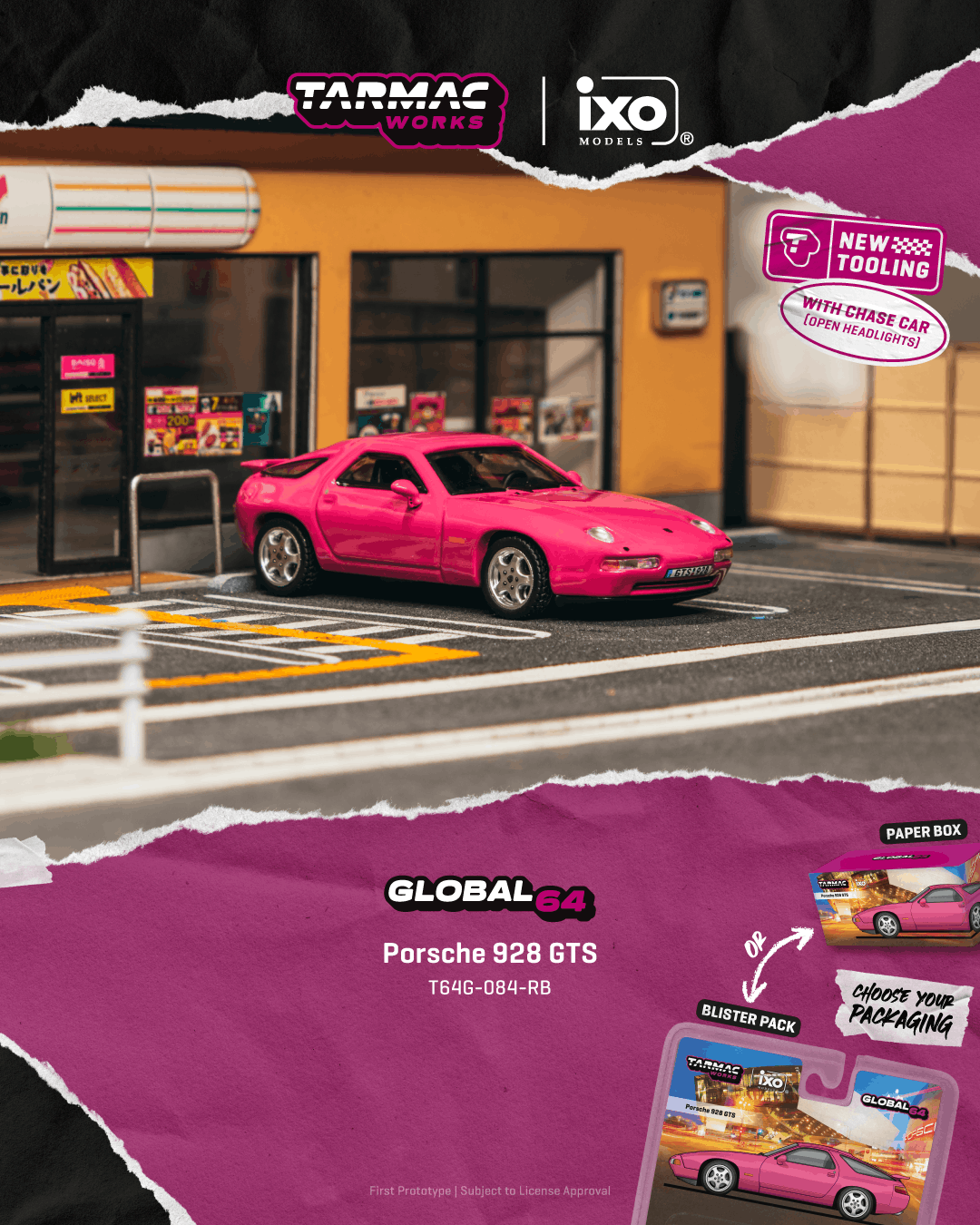 (PRE-ORDER) Tarmac Works GLOBAL64 1:64 Porsche 928 GTS Rubystone Red T64G-084-RB **CHASE CARS ARE RANDOMLY PACKED**