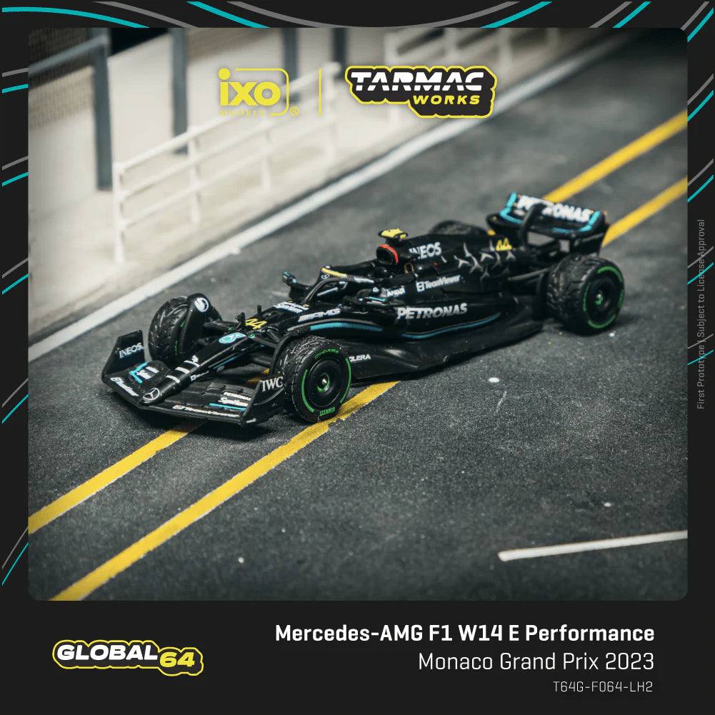 (PRE-ORDER) TARMAC WORKS GLOBAL64 1:64 Mercedes-AMG F1 W14 E Performance Monaco Grand Prix 2023 Lewis Hamilton T64G-F064-LH2