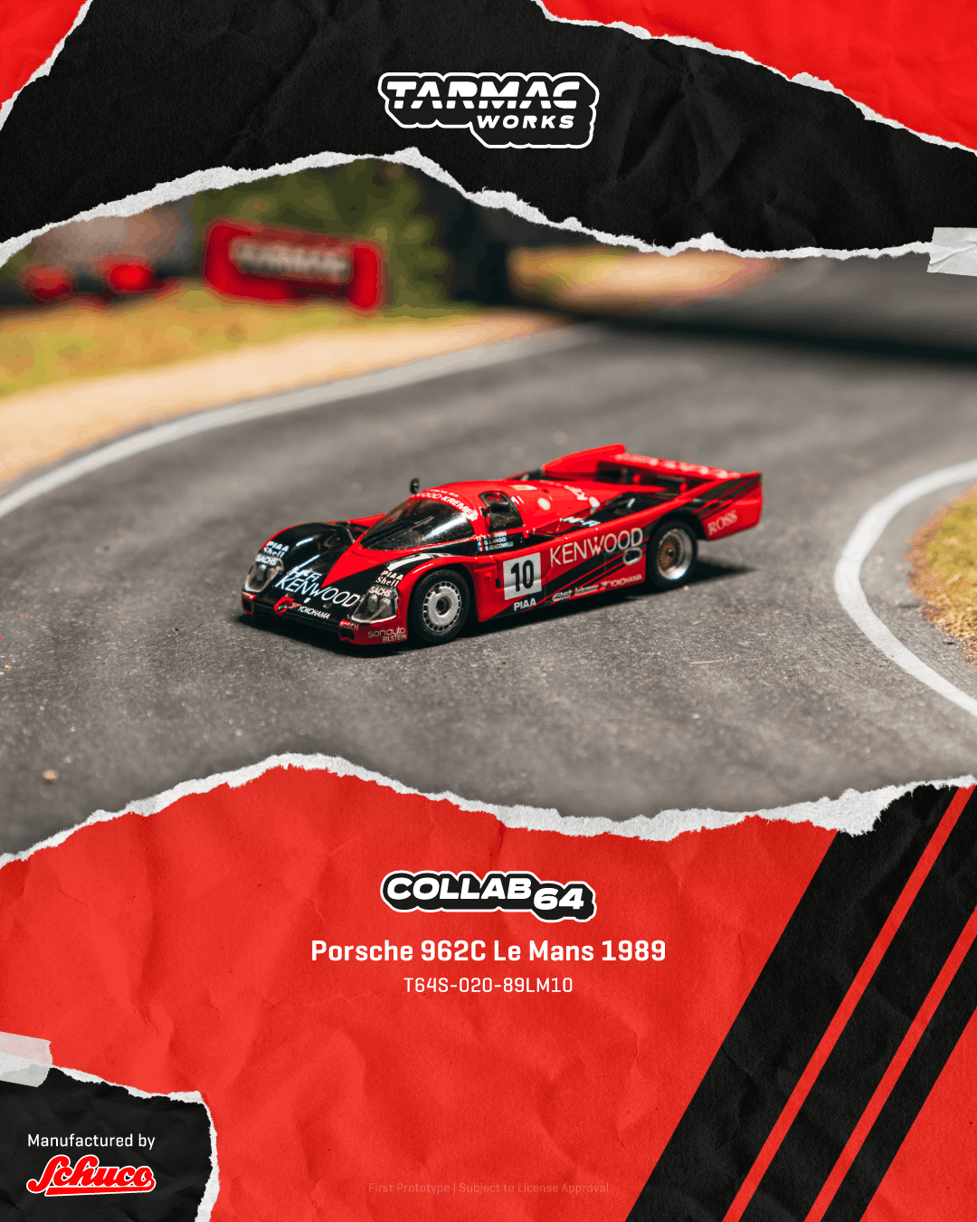 (PRE-ORDER) Tarmac Works COLLAB64 1:64 Porsche 962C Le Mans 1989 #10 T64S-020-89LM10