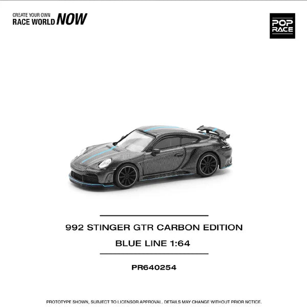 (PRE-ORDER) POPRACE 1:64 992 STINGER GTR CARBON EDITION (BLUE LINE) PR640254