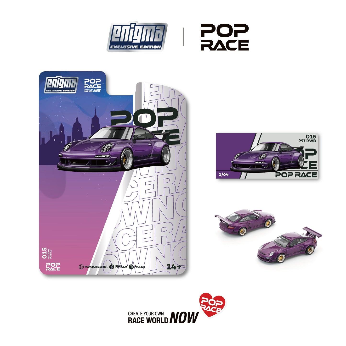 (PRE-ORDER) POPRACE 1:64 Porsche RWB 997 Purple (enigma exclusive edition) PRE015